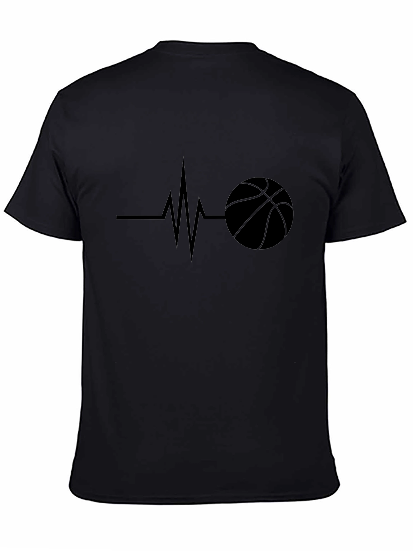 Basketball Heartbeat Graphic Tee - Black