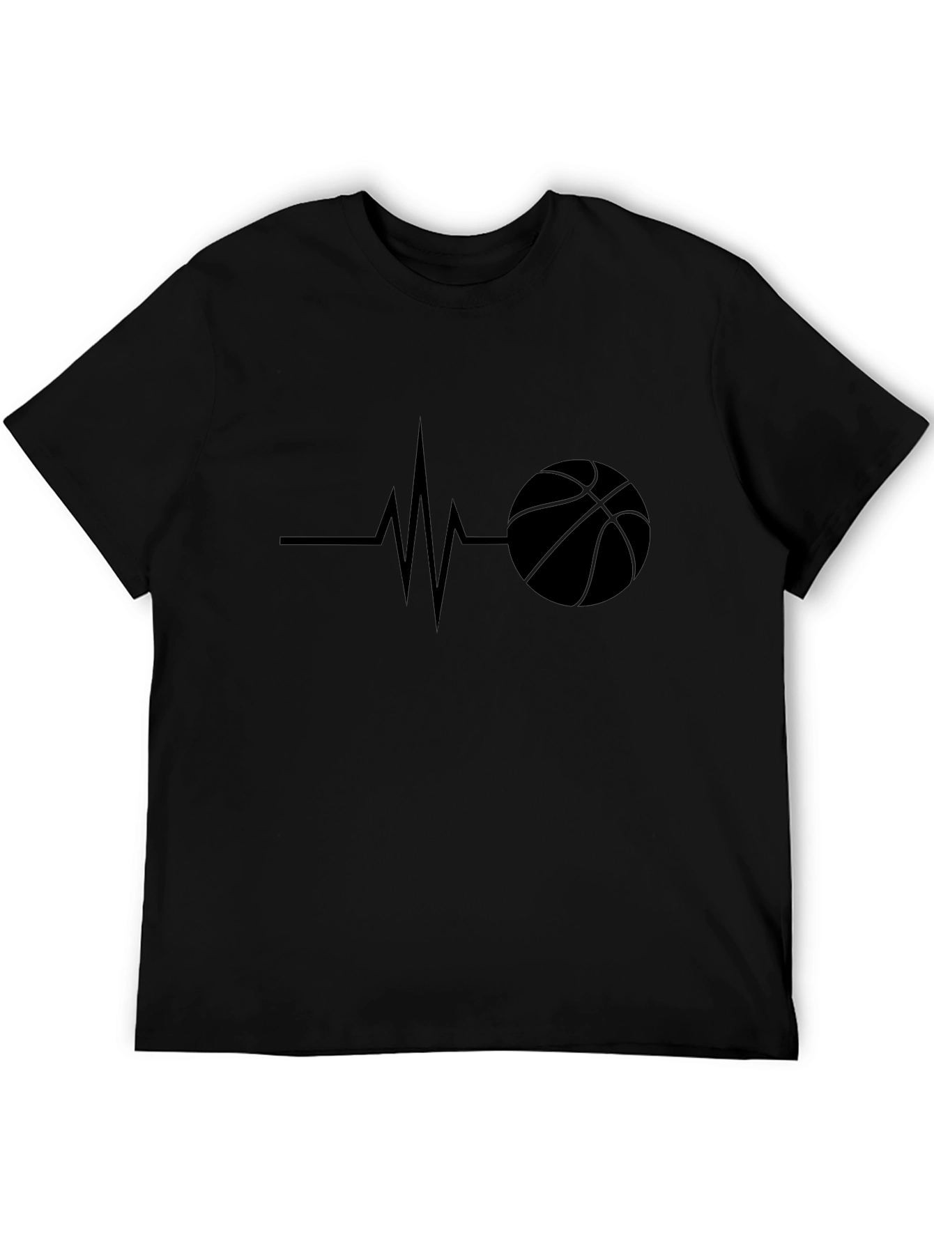 Basketball Heartbeat Graphic Tee - Black