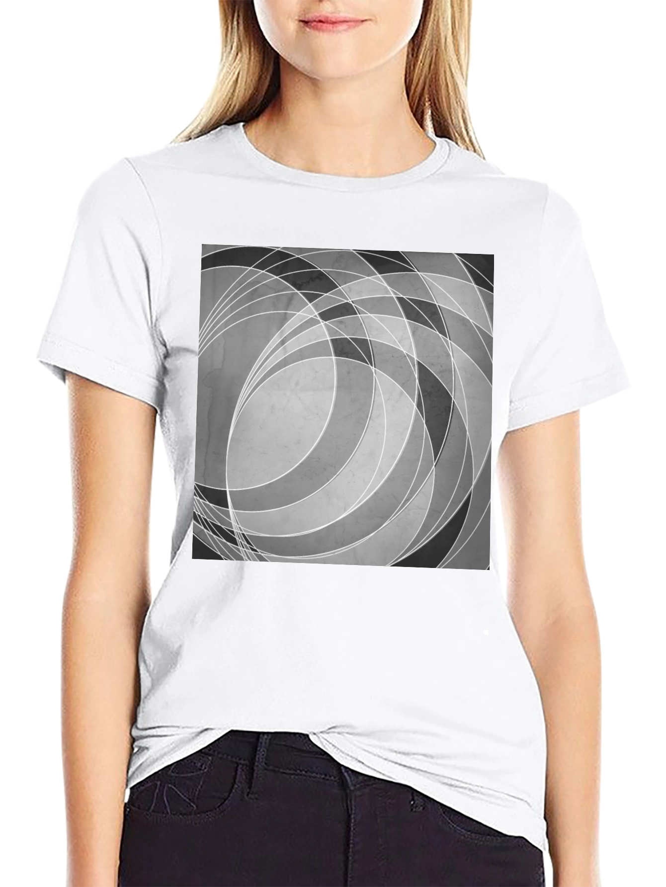 Abstract Circle Graphic Black T-Shirt