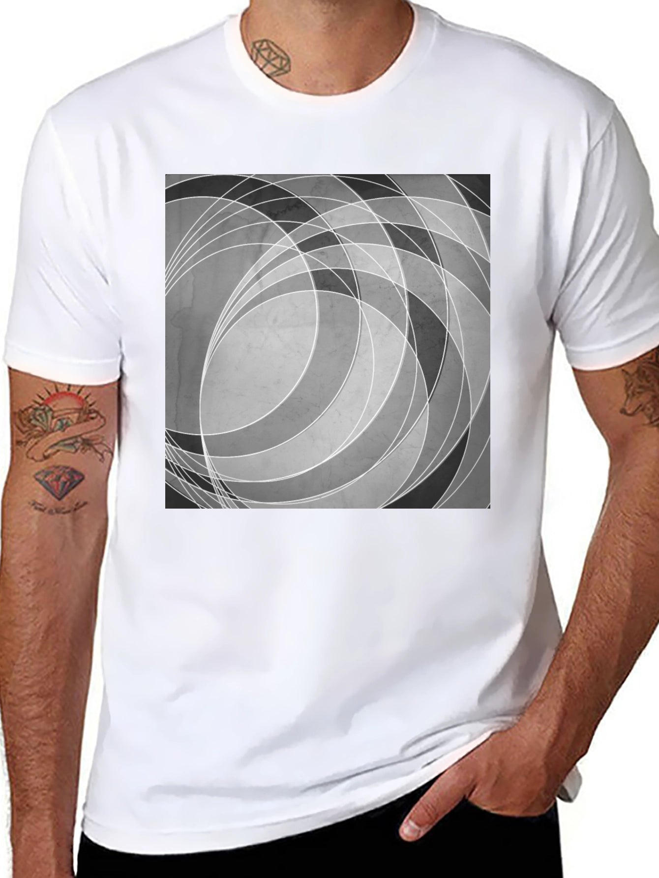 Abstract Circle Graphic Black T-Shirt