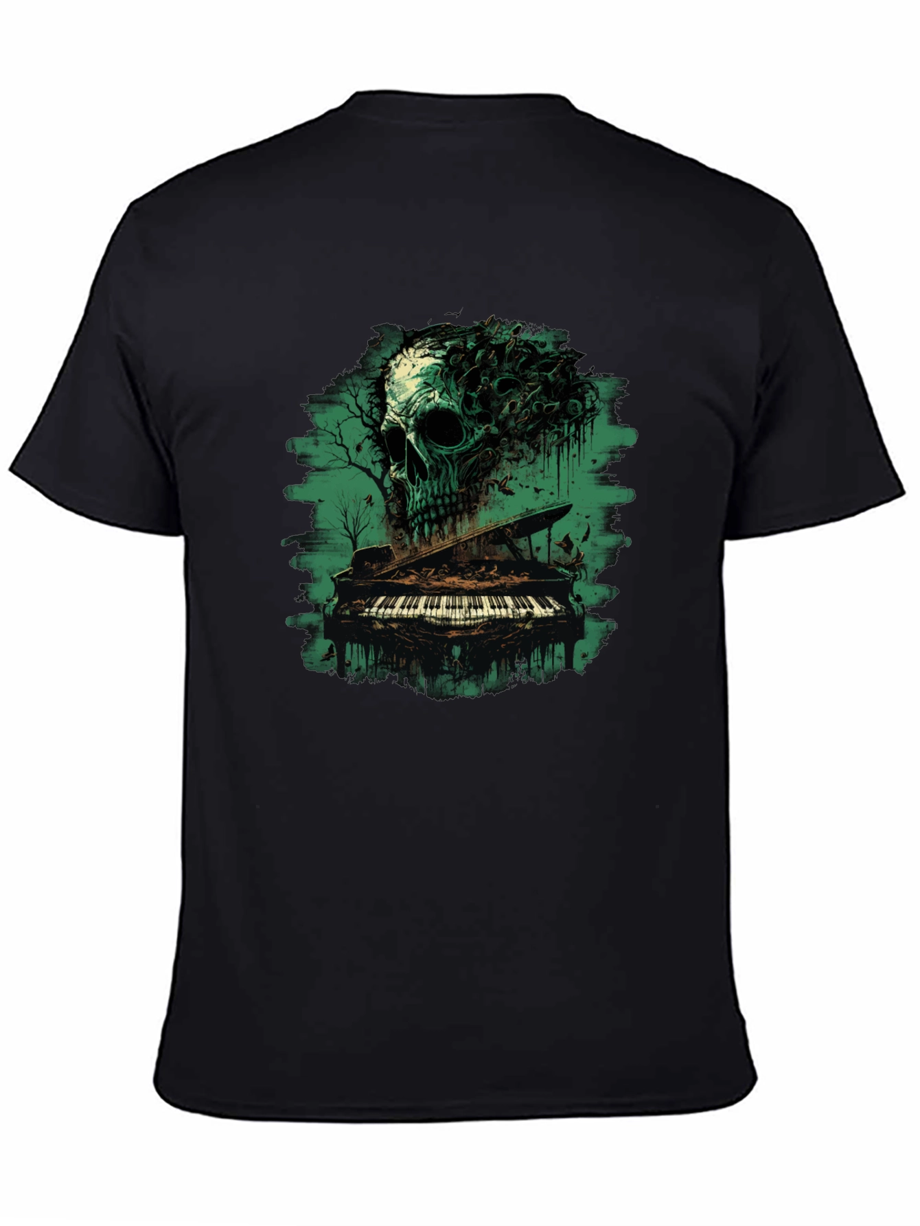 Skull Piano Graphic Black Tee
