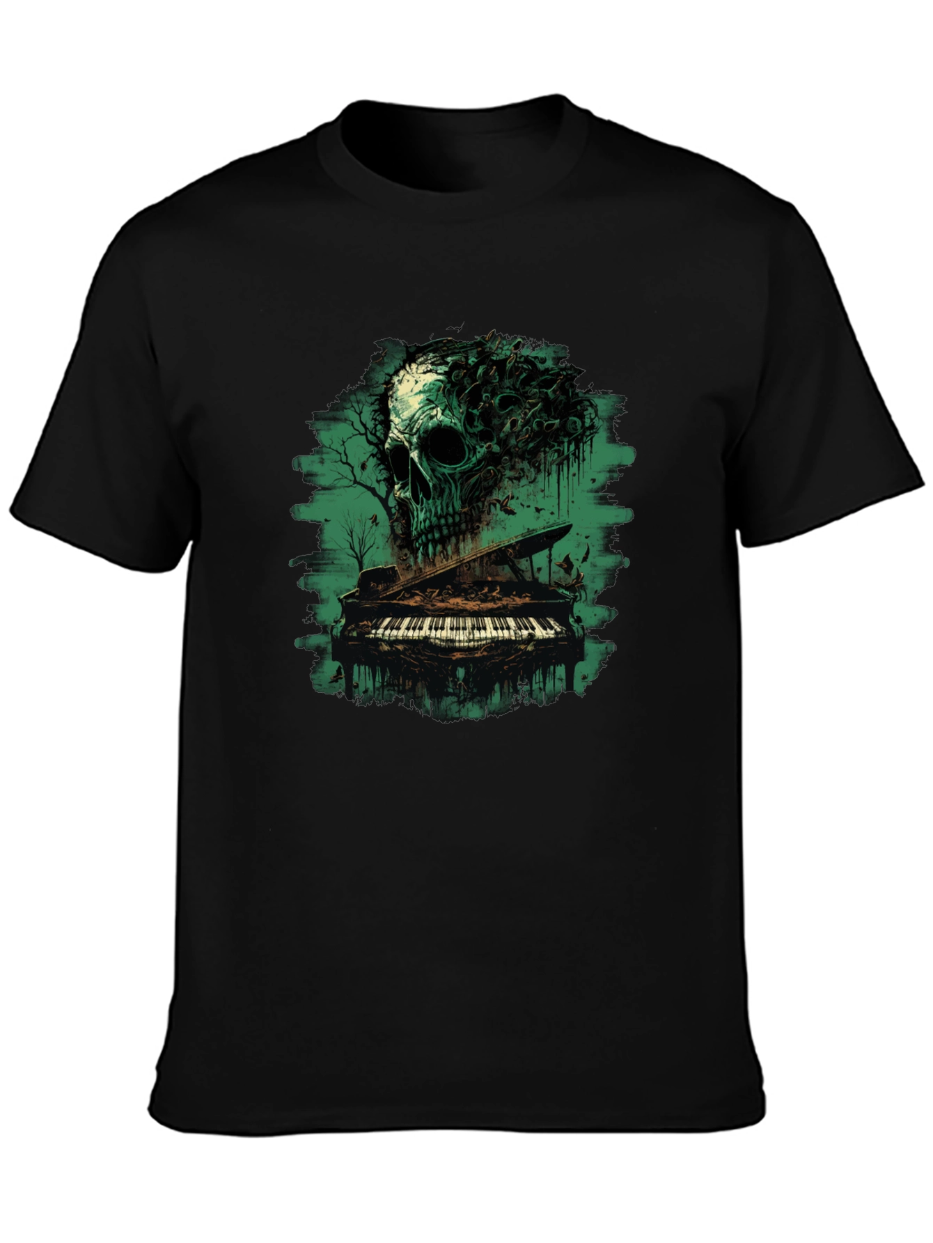 Skull Piano Graphic Black Tee