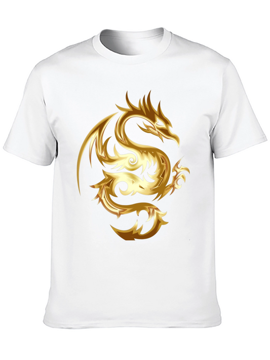 Golden Dragon Graphic Tee - Black Cotton Blend Shirt
