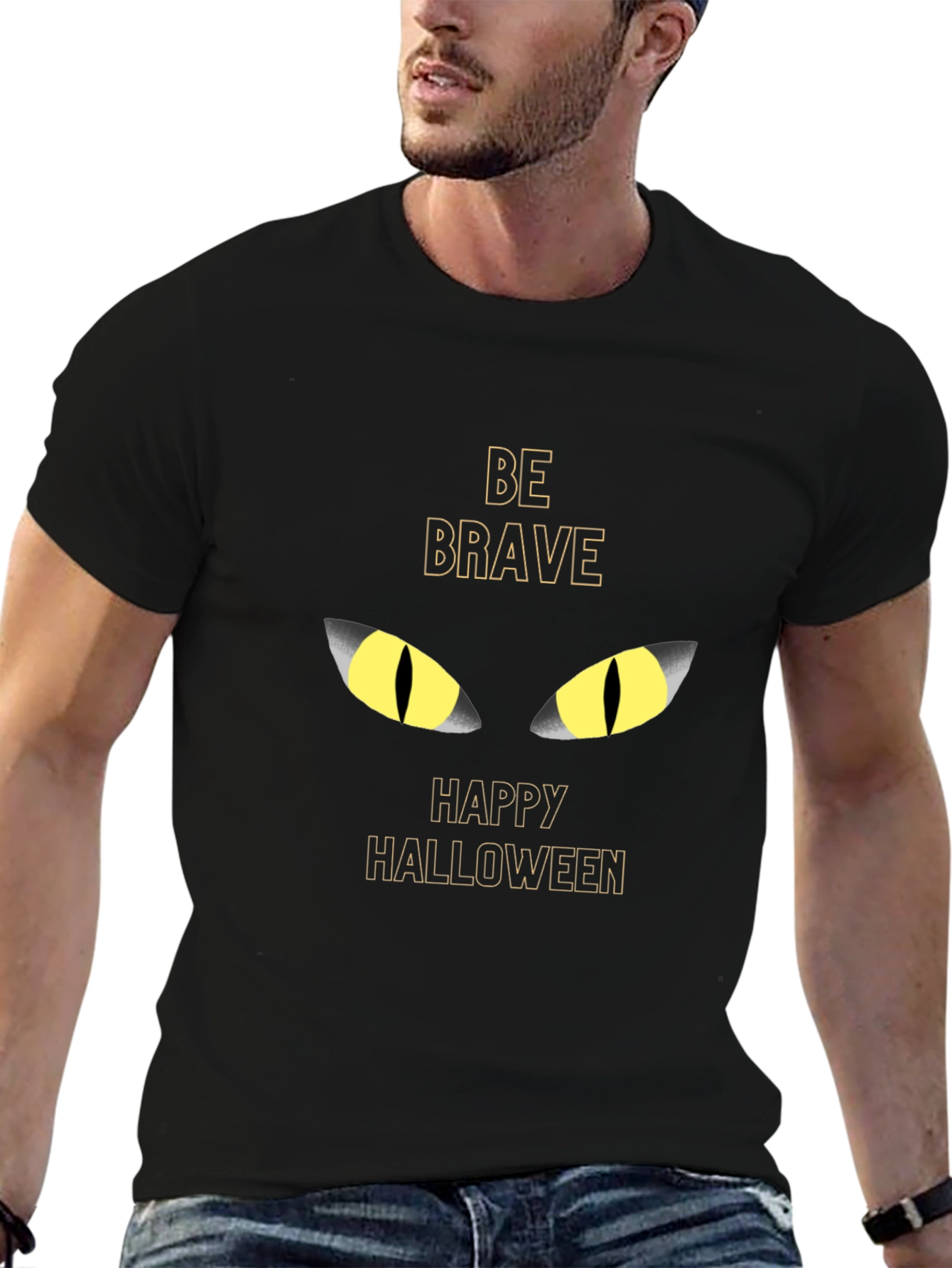 Be Brave Halloween Black Cat Eyes T-Shirt