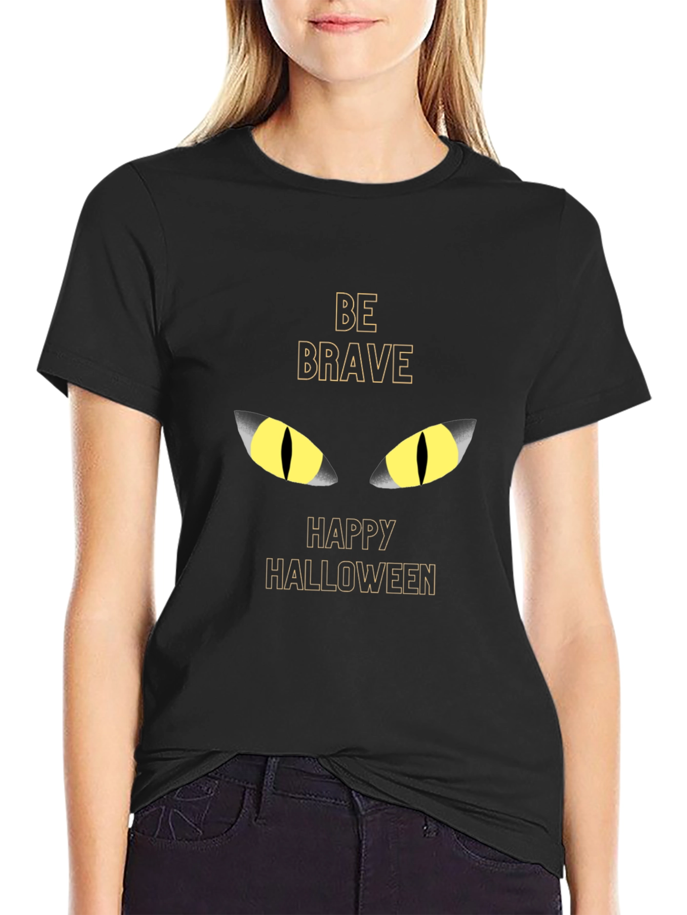 Be Brave Halloween Black Cat Eyes T-Shirt
