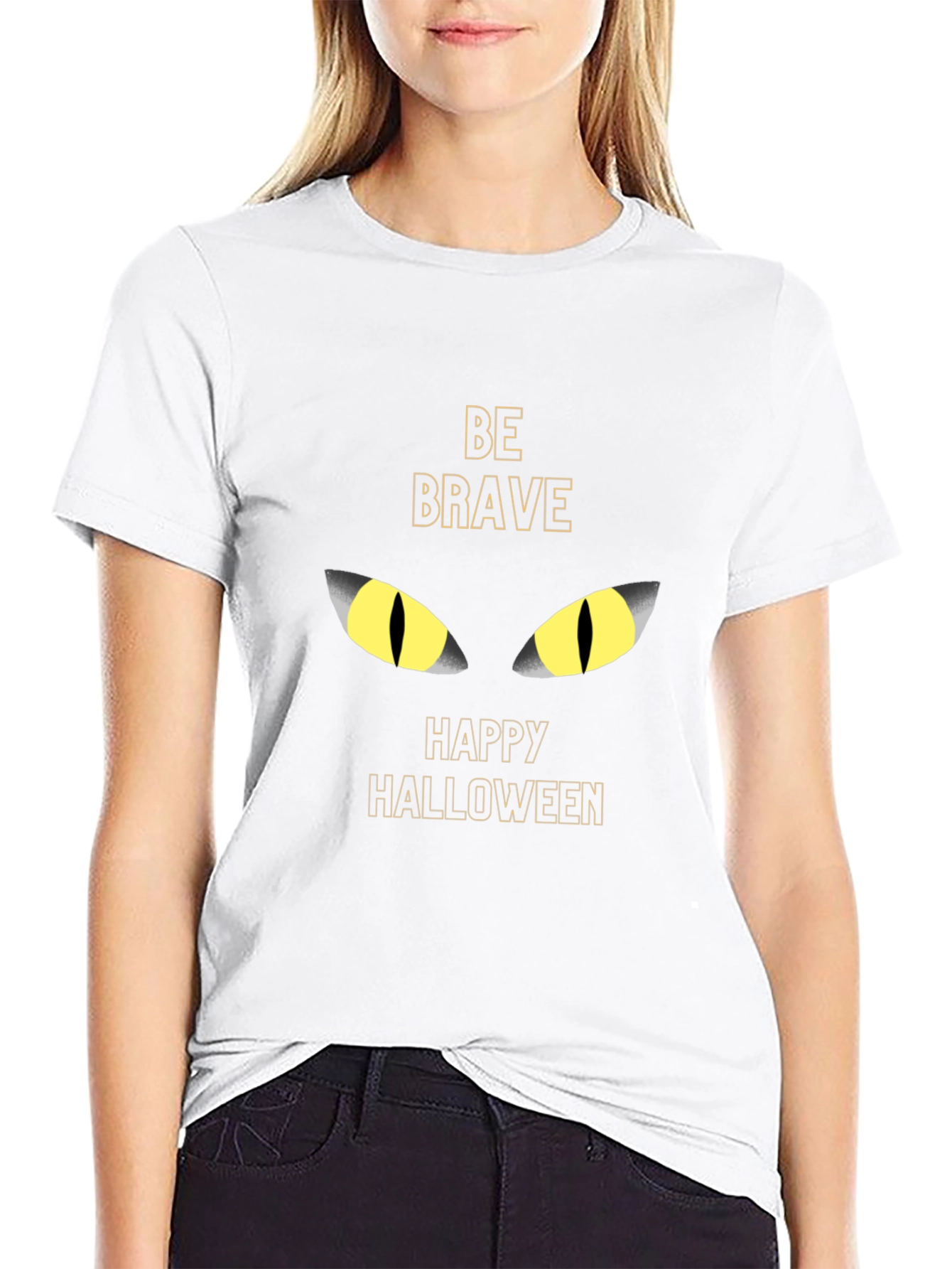 Be Brave Halloween Black Cat Eyes T-Shirt