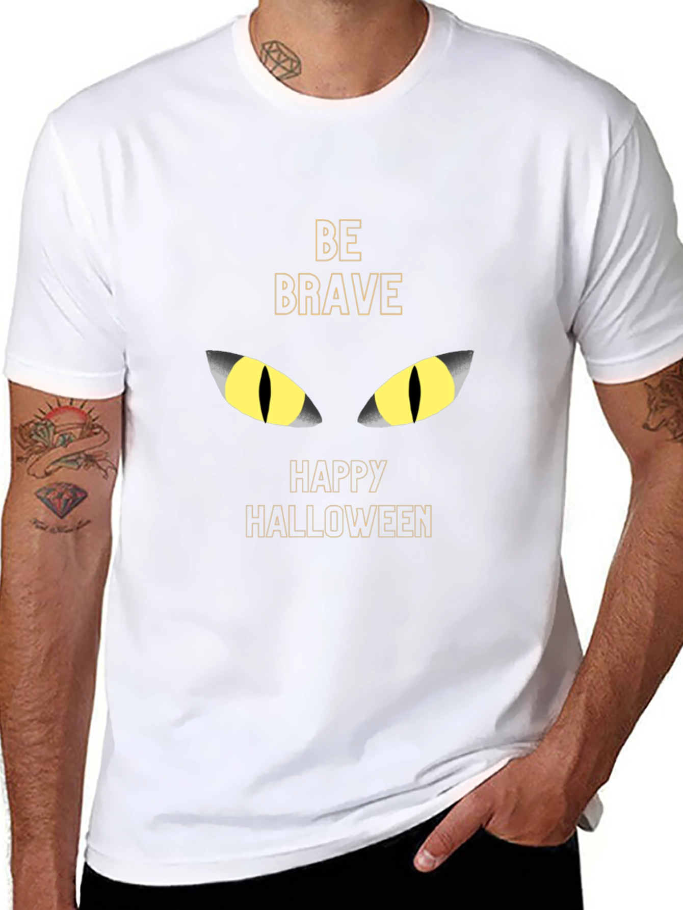 Be Brave Halloween Black Cat Eyes T-Shirt