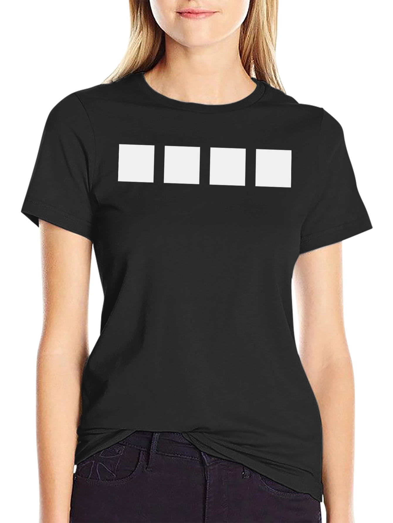 Modern Black Tee with Minimalist Square Design