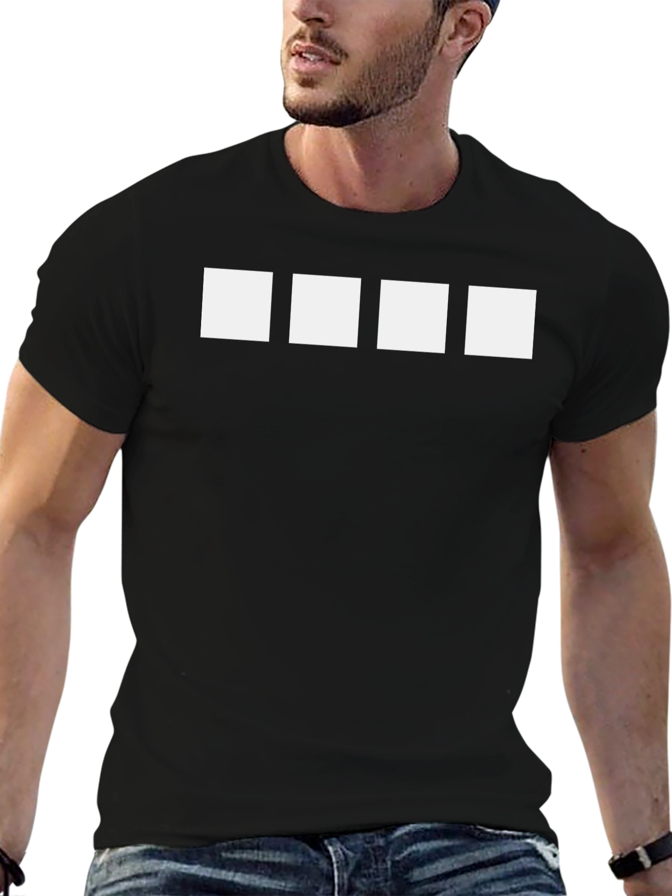 Modern Black Tee with Minimalist Square Design