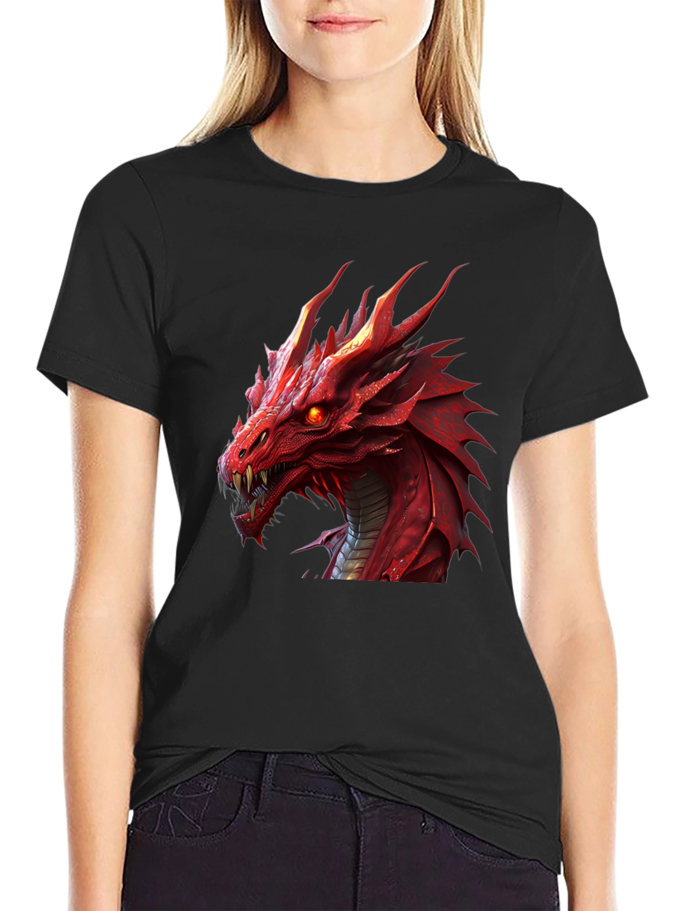 Dragon Graphic Tee - Fierce Red Dragon Design