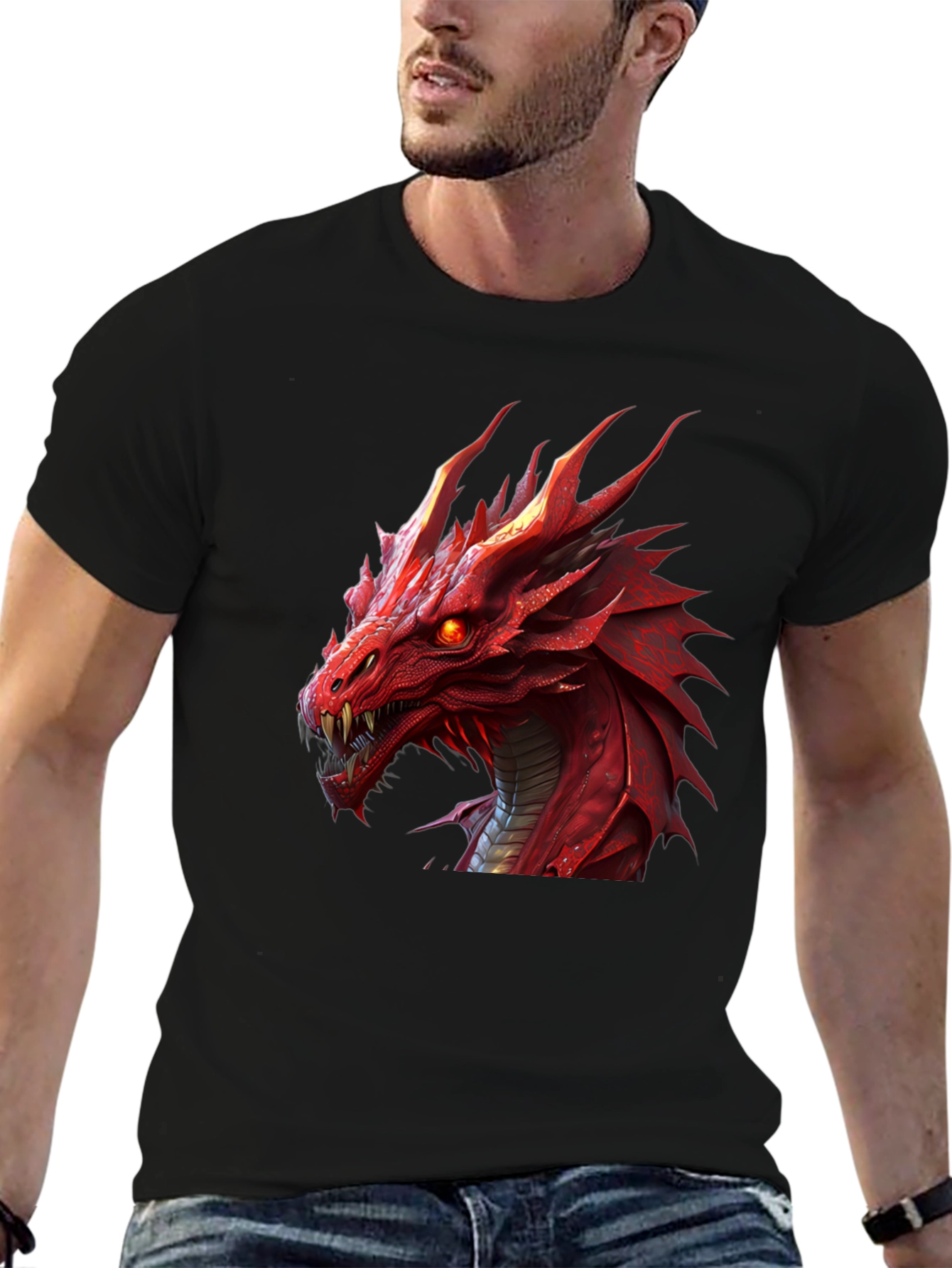 Dragon Graphic Tee - Fierce Red Dragon Design