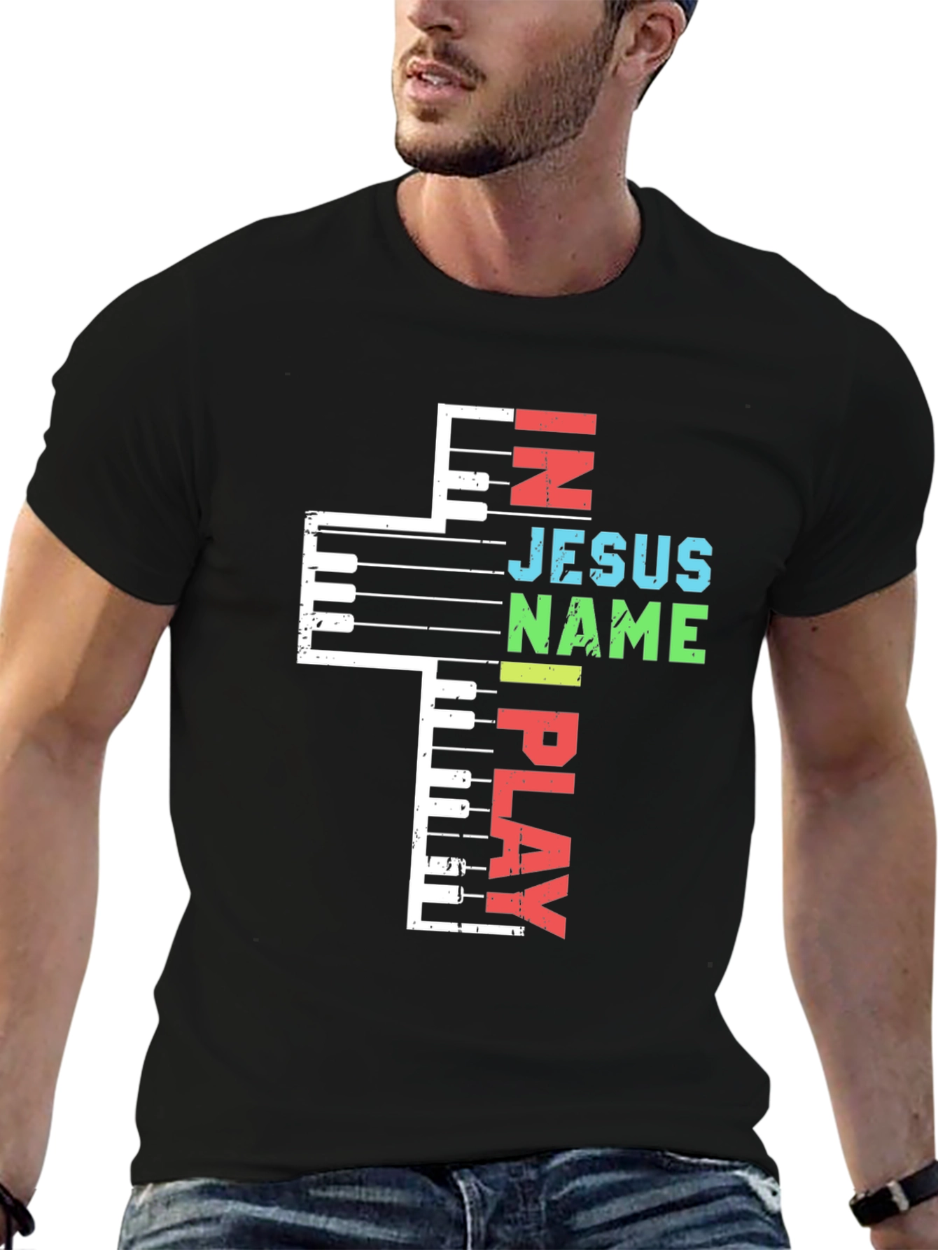In Jesus Name I Play Piano Christian T-Shirt