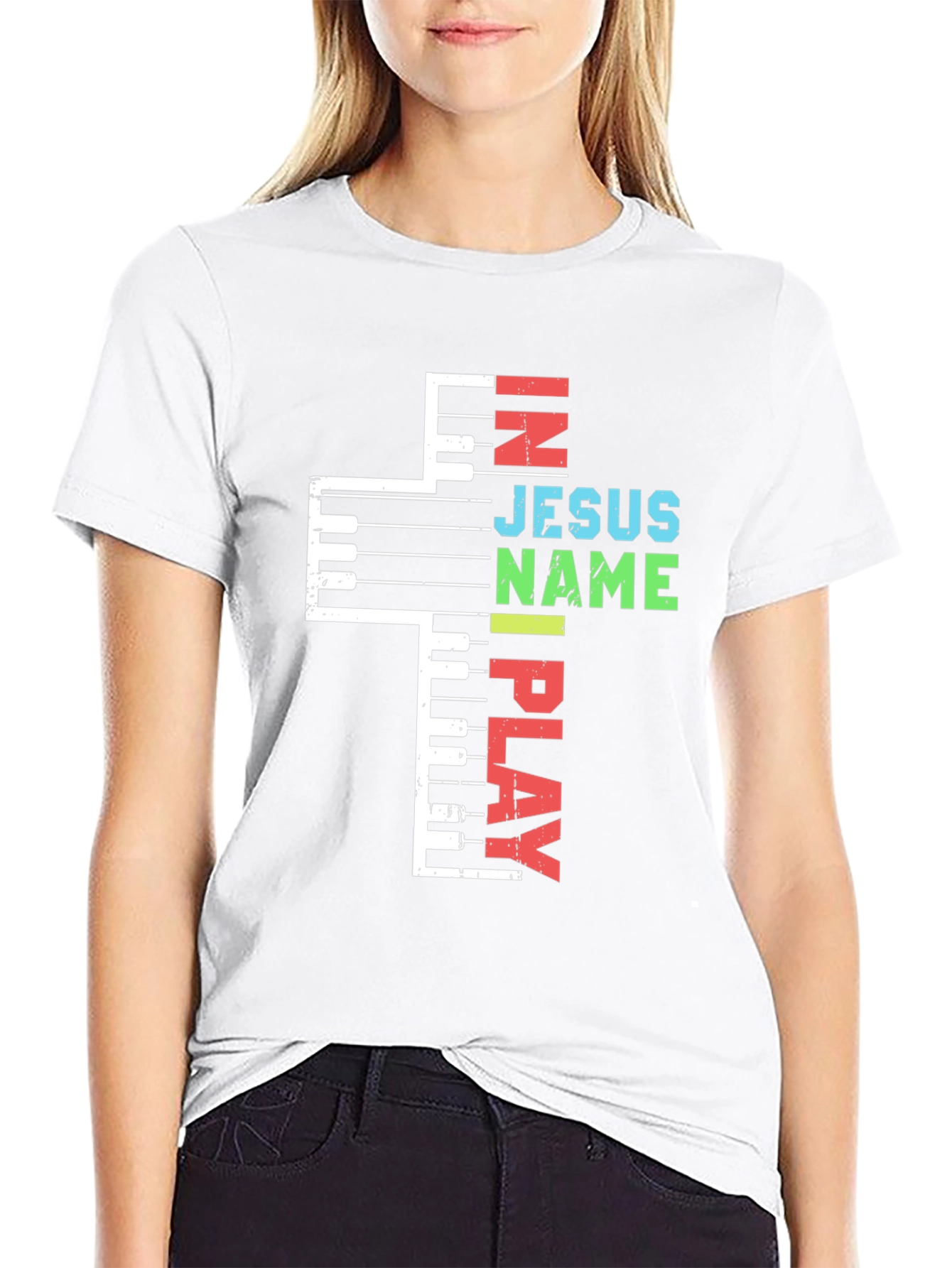 In Jesus Name I Play Piano Christian T-Shirt