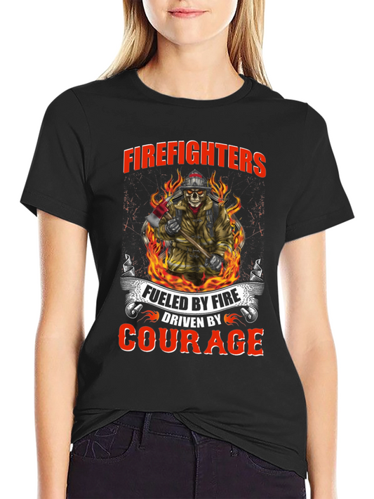 Firefighter Skull Graphic Tee - Fueled By Fire Driven By Courage