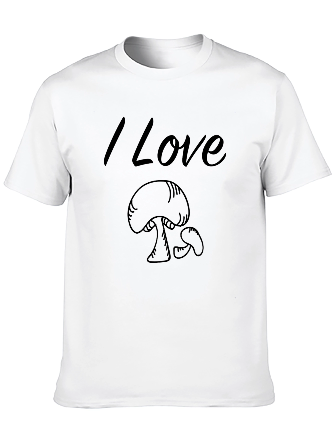 I Love Mushrooms Graphic Tee - Black Cotton T-Shirt