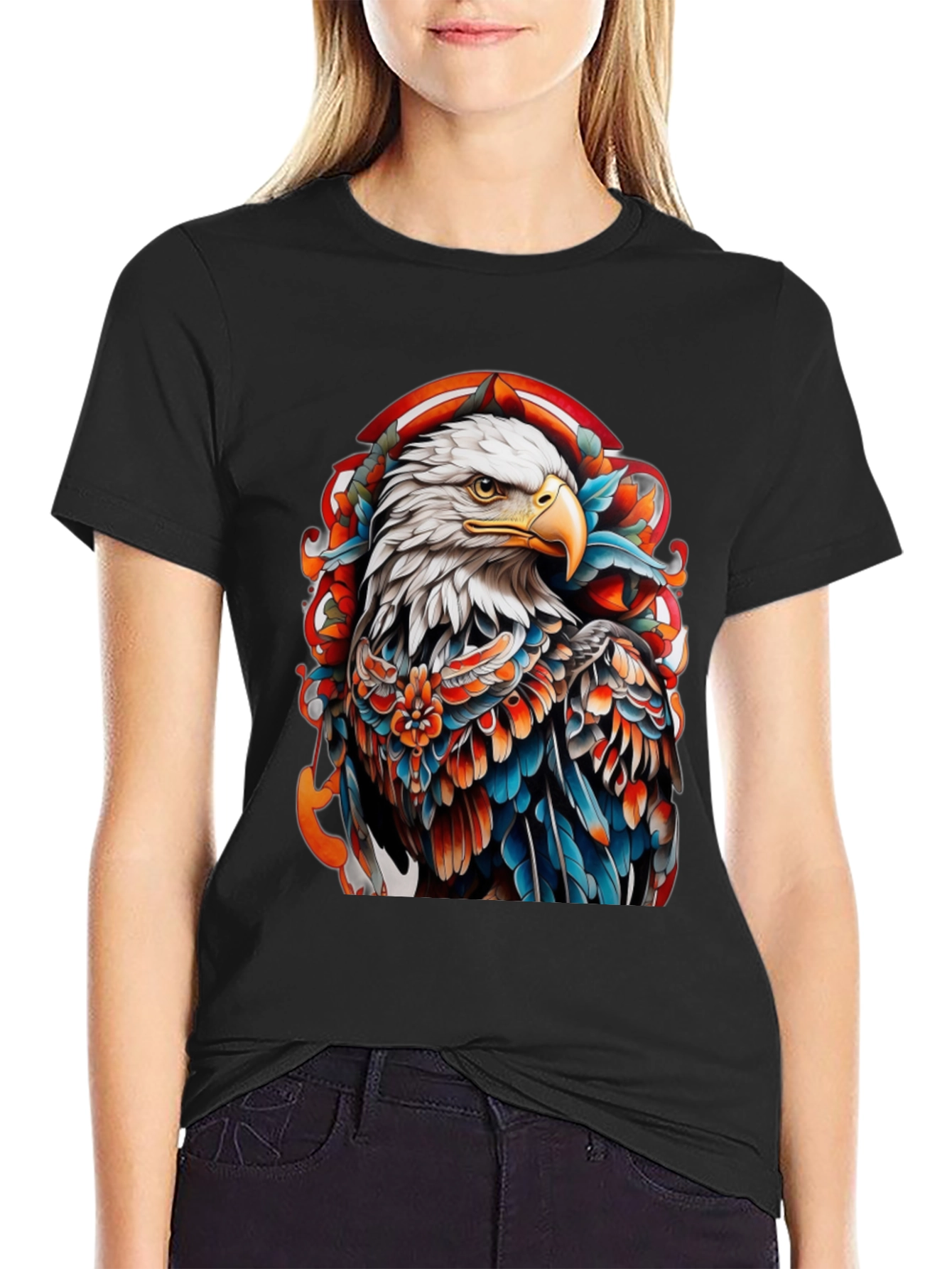Eagle Tattoo Graphic Tee - Classic Black T-Shirt