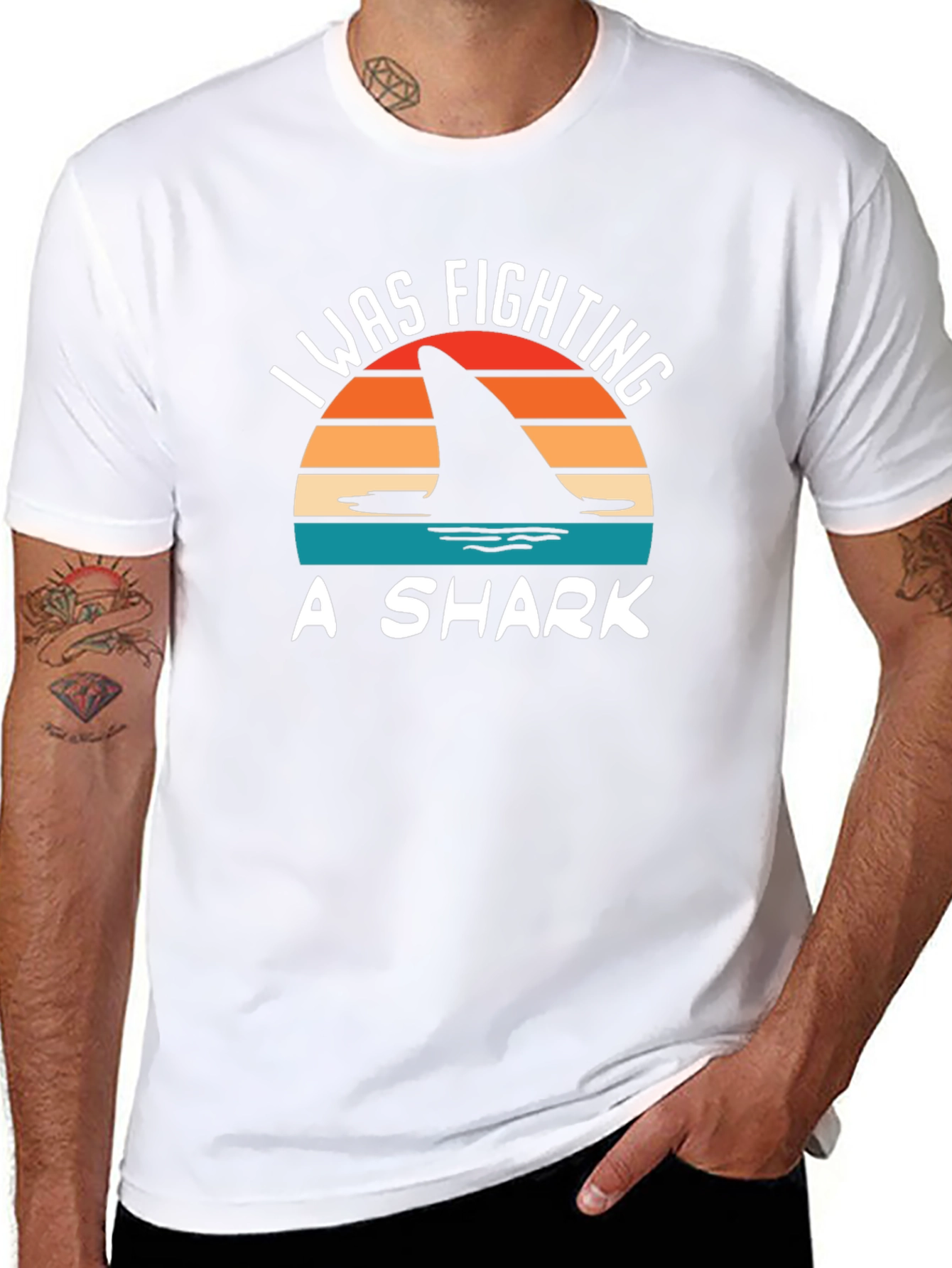 I Was Fighting A Shark T-Shirt - Novelty Tee