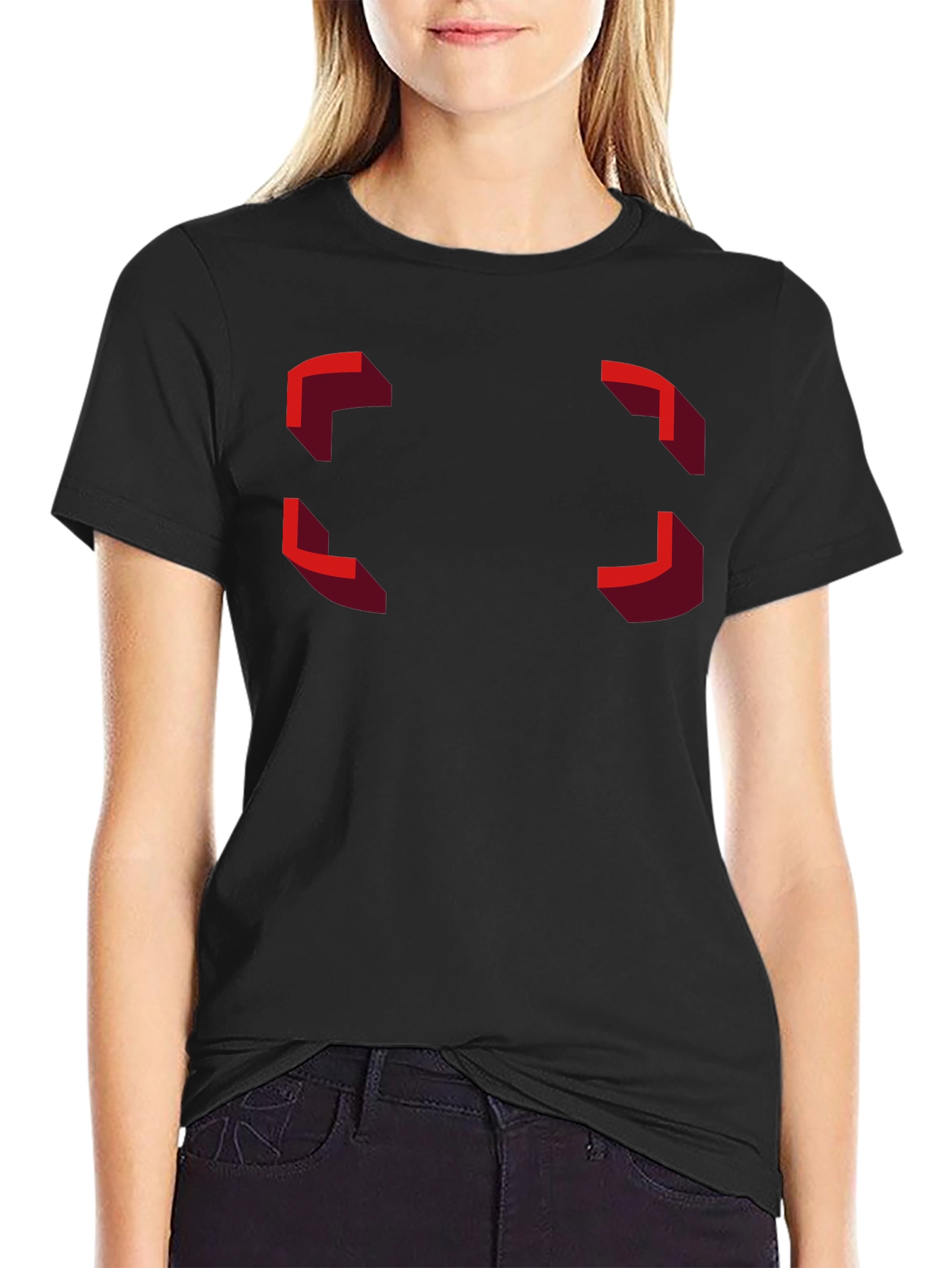 Modern Geometric Design Black T-Shirt