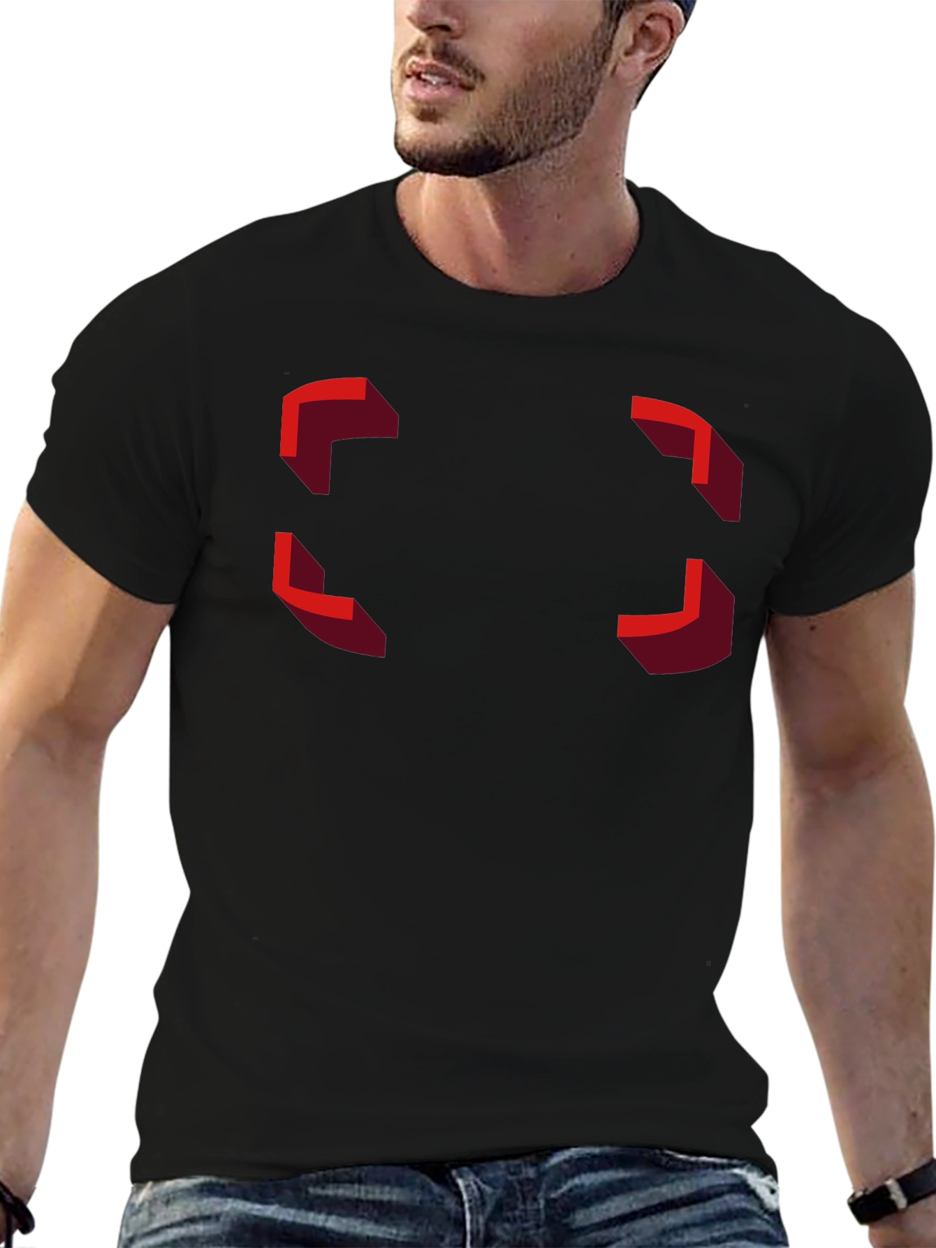 Modern Geometric Design Black T-Shirt