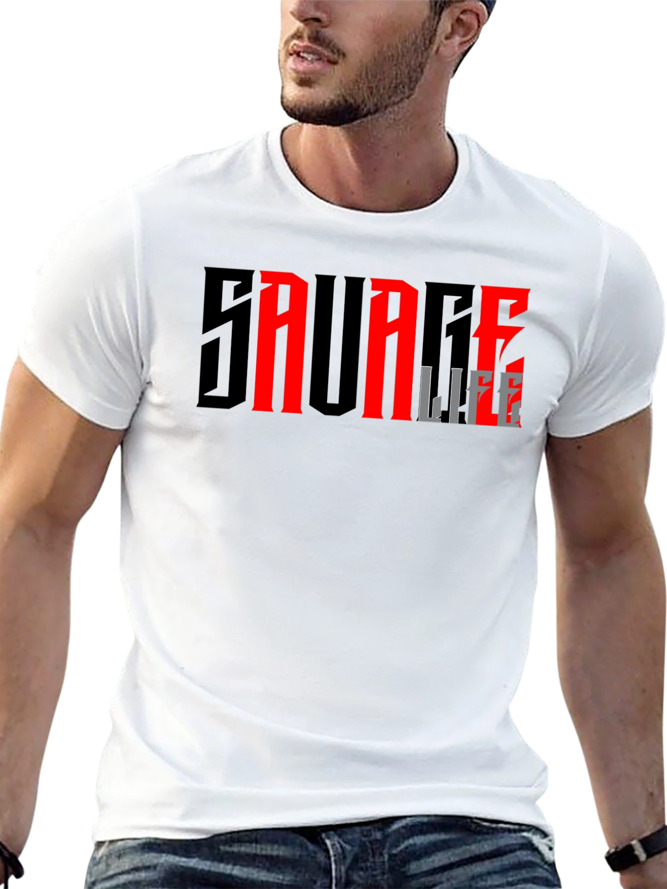 Savage Life Graphic Print T-Shirt