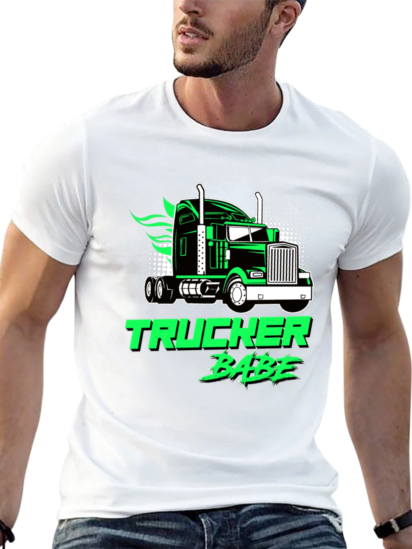 Trucker Babe Graphic Tee - Black