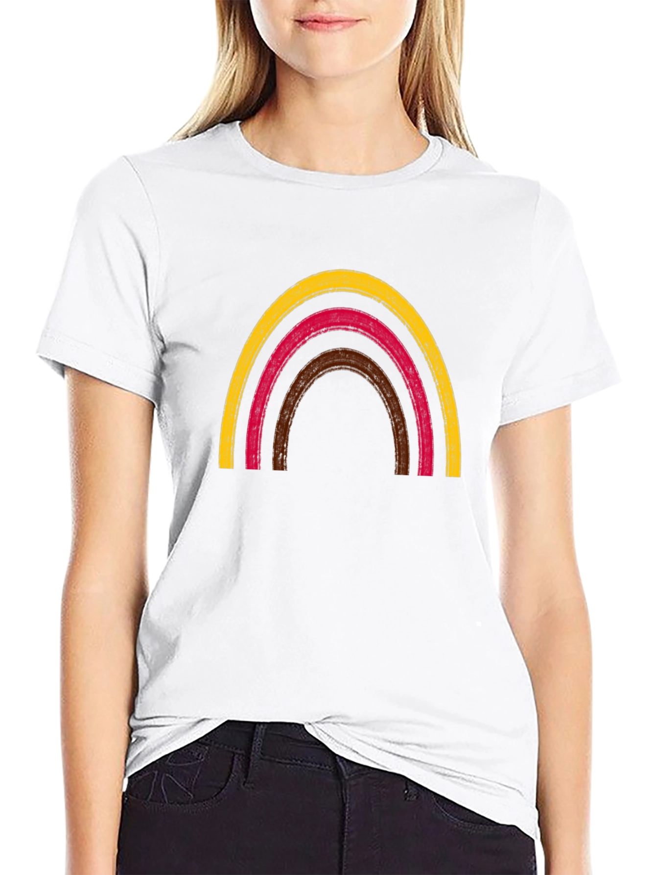 Rainbow Arch Graphic Tee - Black Cotton T-Shirt