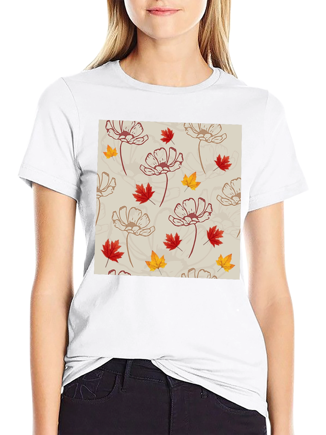 Autumn Floral T-Shirt - Stylish Fall Fashion