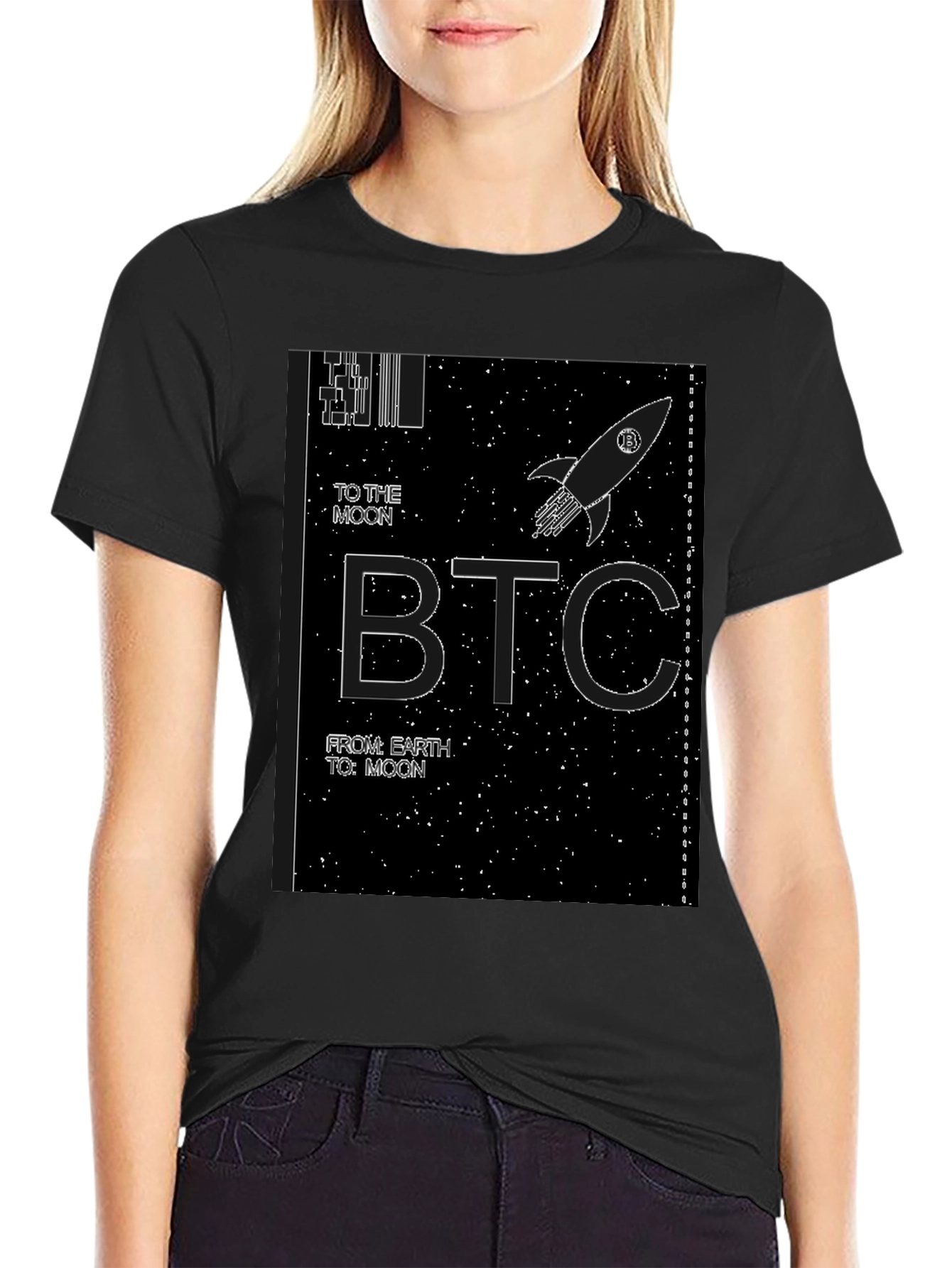 Bitcoin BTC To The Moon Black T-Shirt