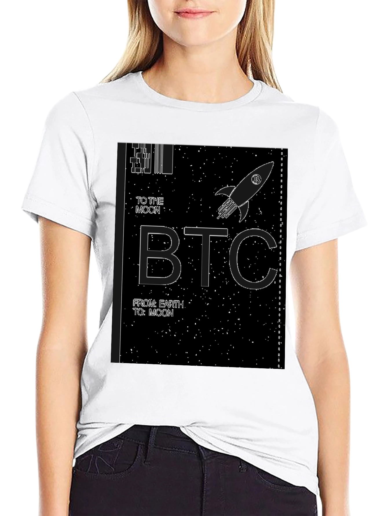 Bitcoin BTC To The Moon Black T-Shirt