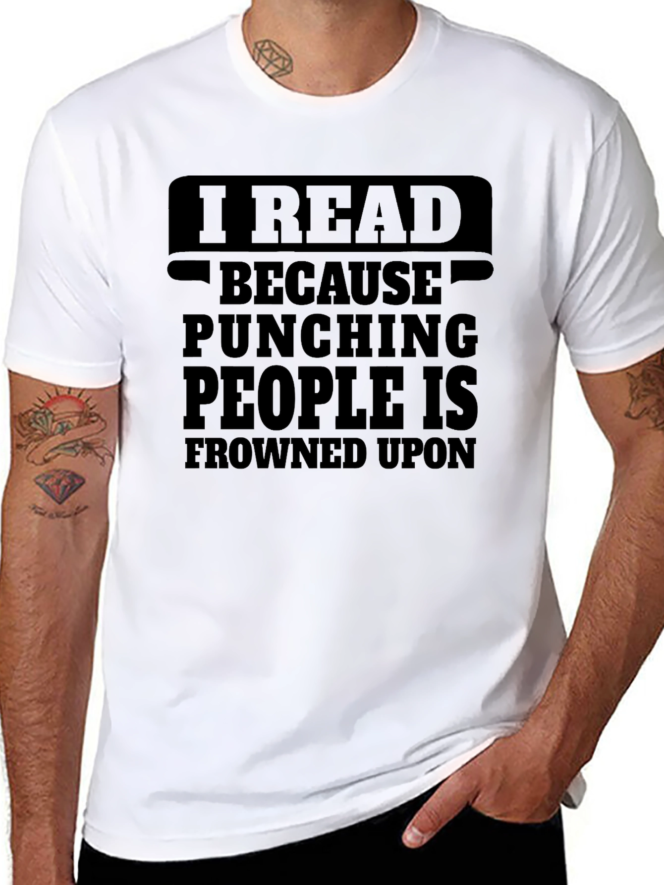 I Read Because Punching People Is Frowned Upon T-Shirt