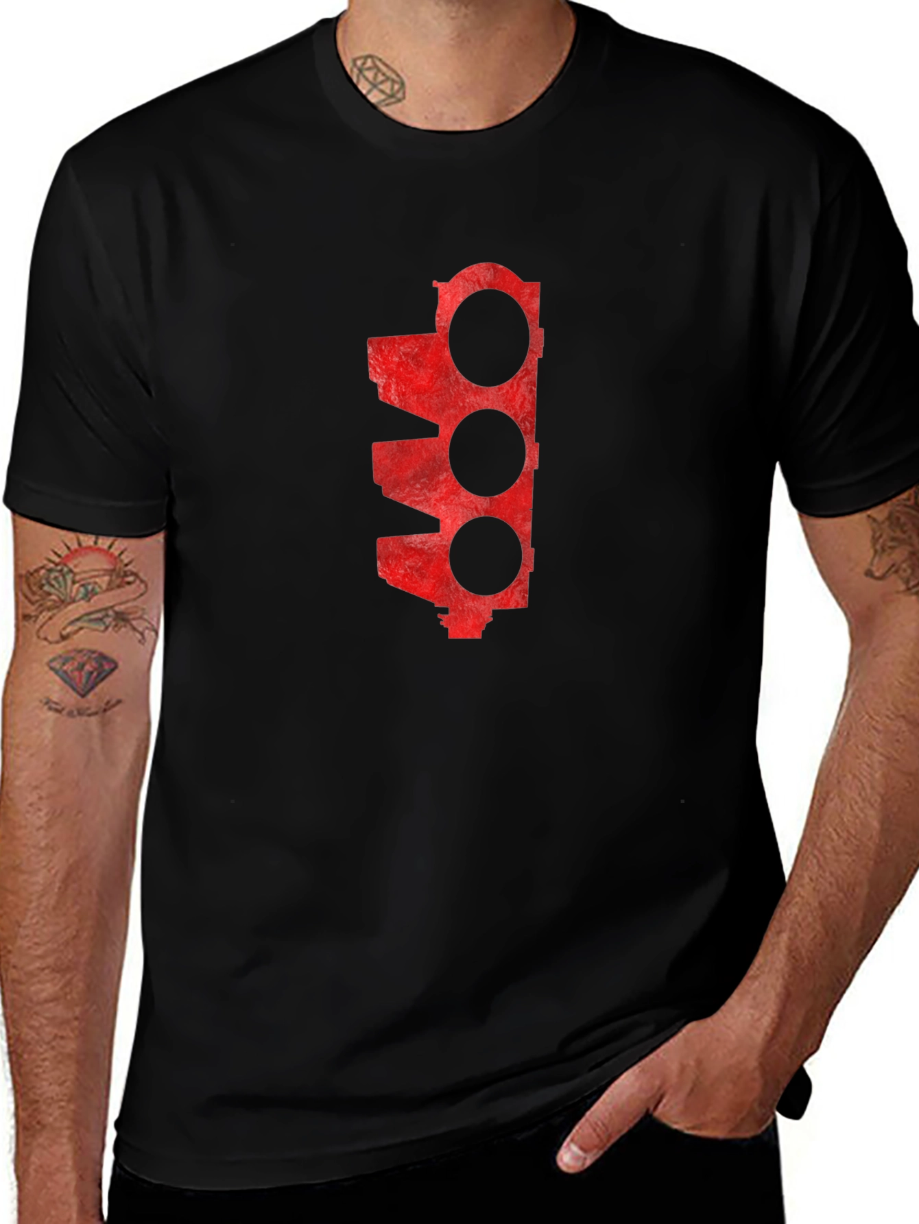 Red Engine Block Tee - Black