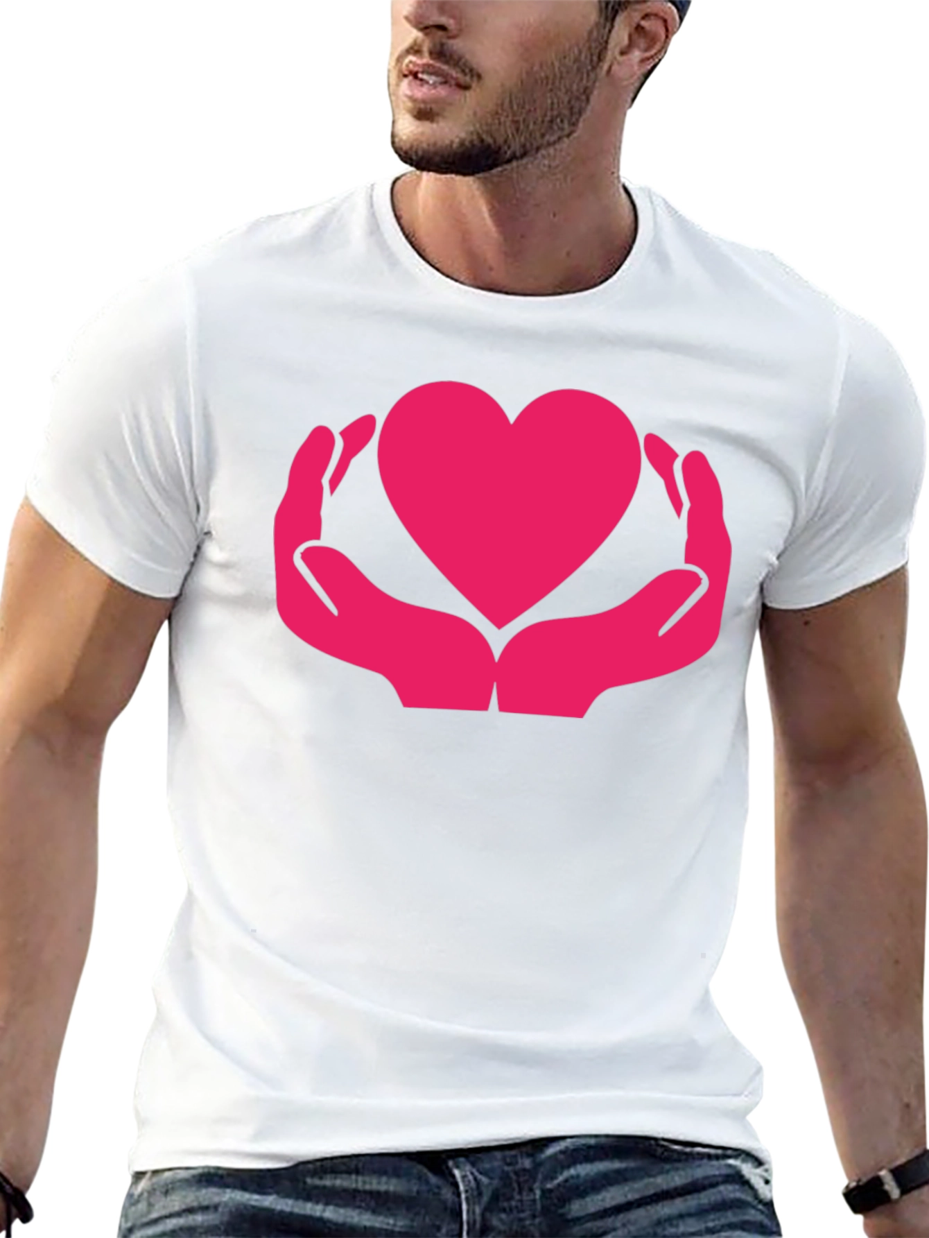 Heart in Hands Graphic Black T-Shirt