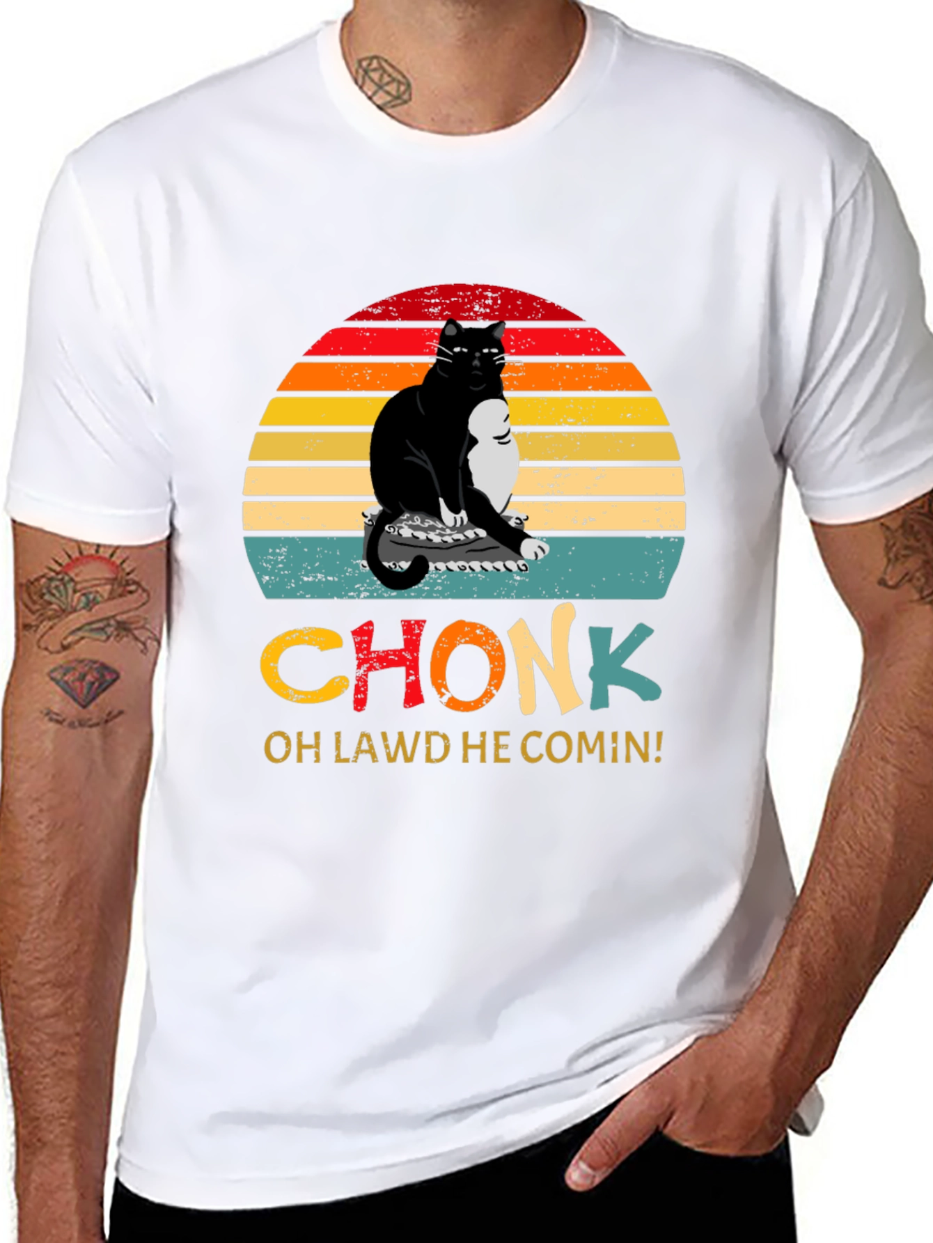 Chonk Cat T-Shirt - Oh Lawd He Comin!