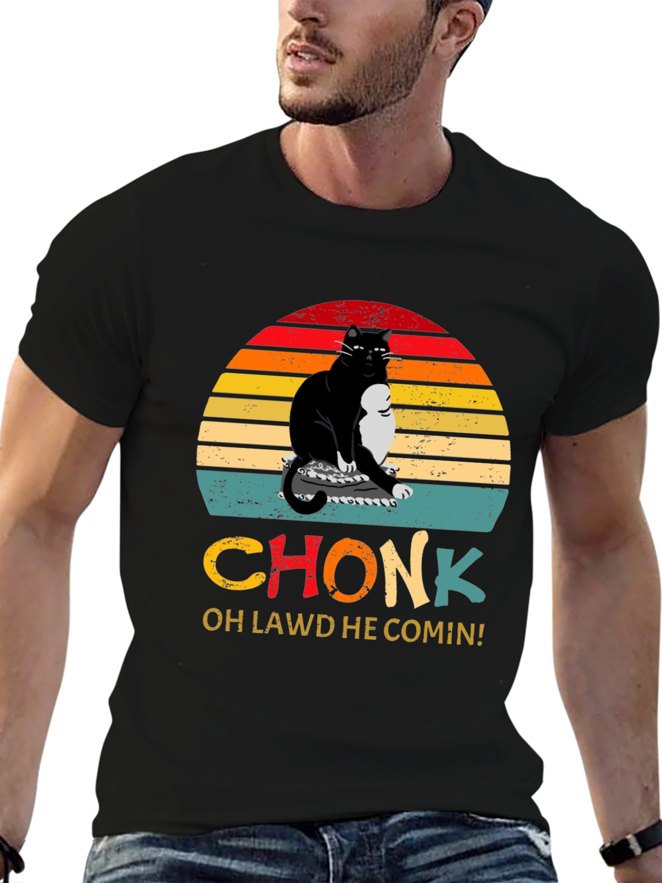 Chonk Cat T-Shirt - Oh Lawd He Comin!