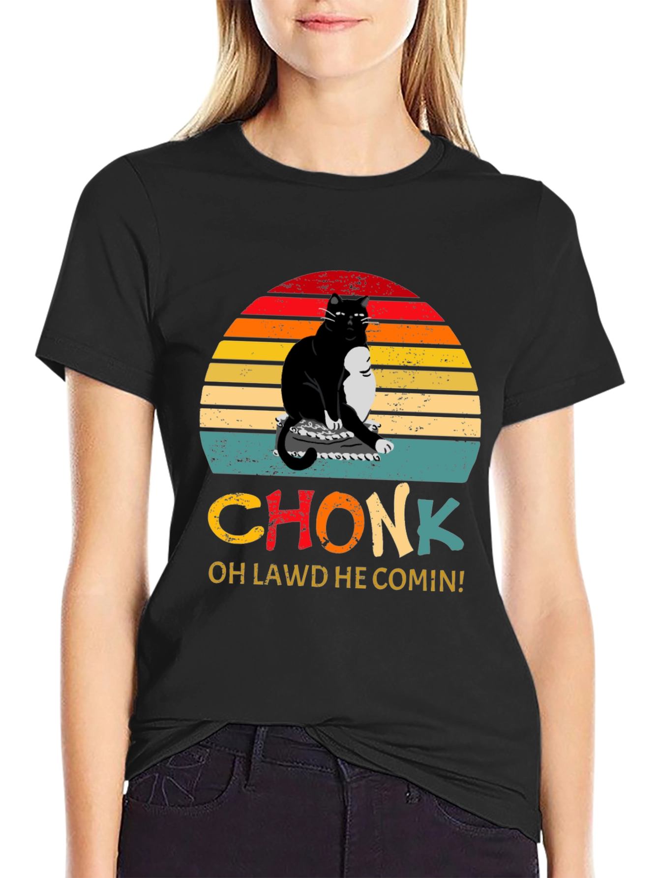 Chonk Cat T-Shirt - Oh Lawd He Comin!
