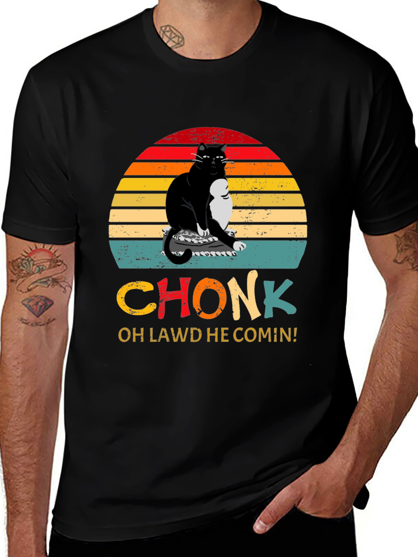 Chonk Cat T-Shirt - Oh Lawd He Comin!