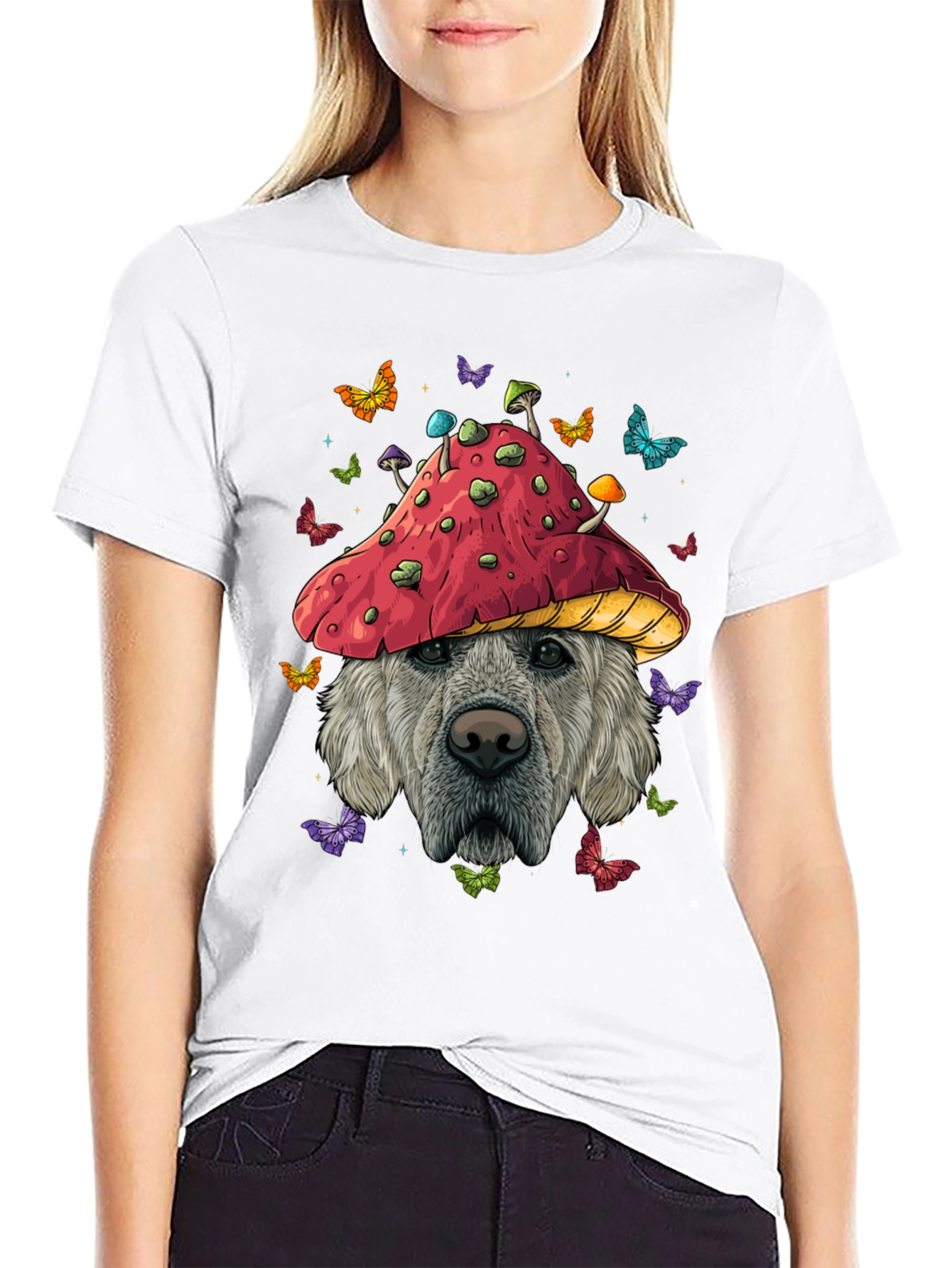 Dog in Mushroom Hat Graphic Tee