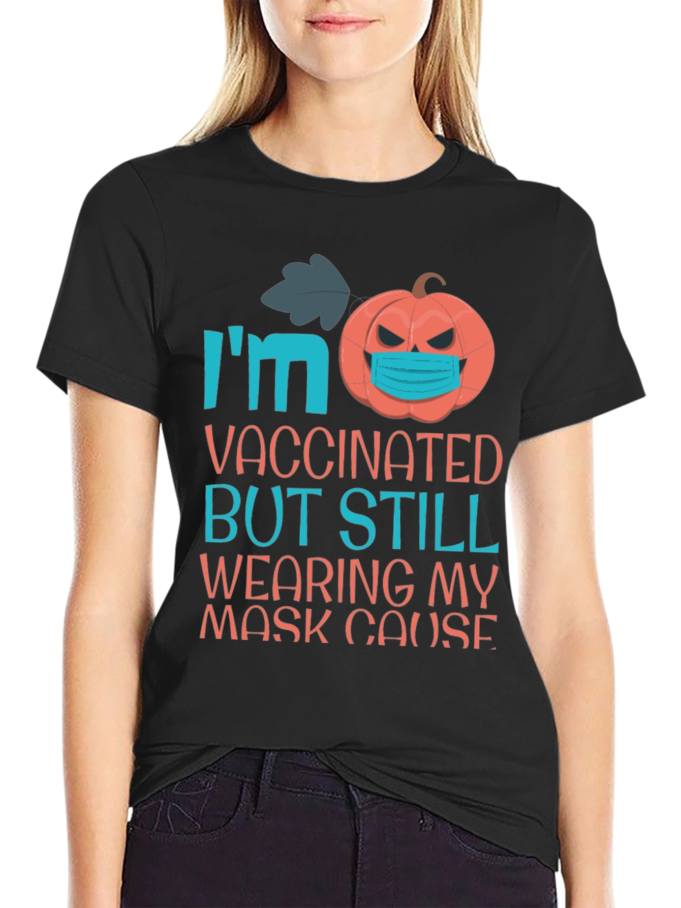 Vaccinated Masked Pumpkin Halloween T-Shirt