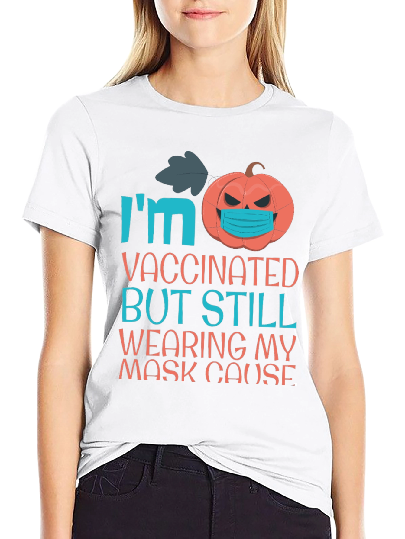 Vaccinated Masked Pumpkin Halloween T-Shirt