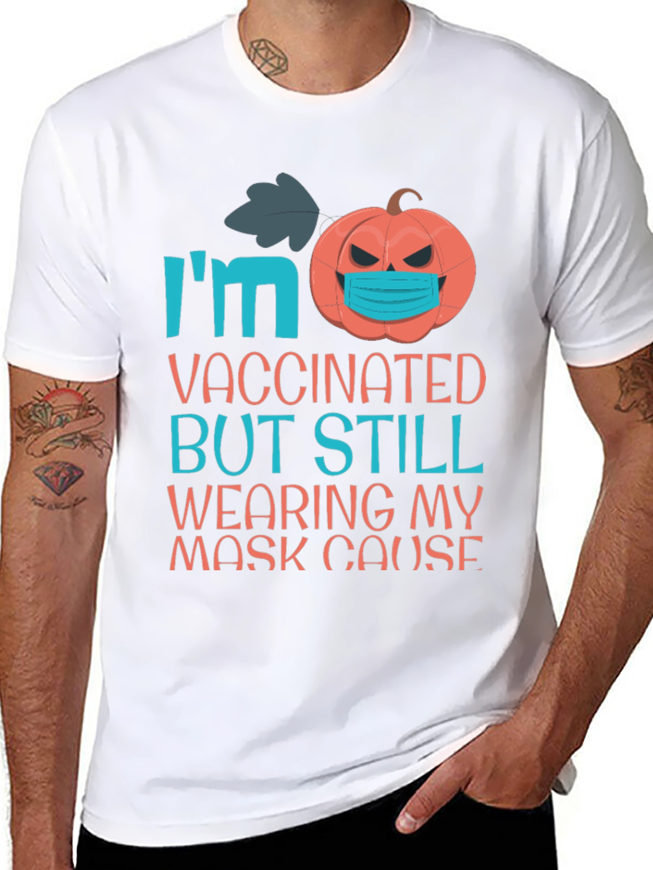 Vaccinated Masked Pumpkin Halloween T-Shirt
