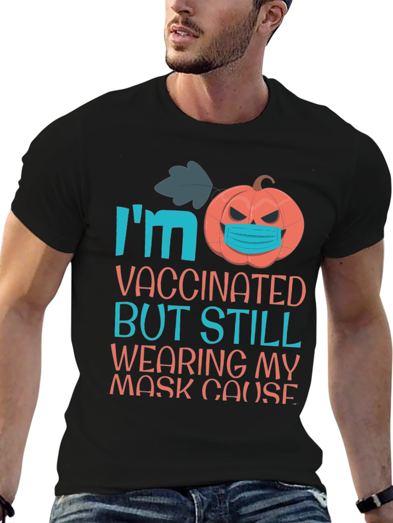 Vaccinated Masked Pumpkin Halloween T-Shirt