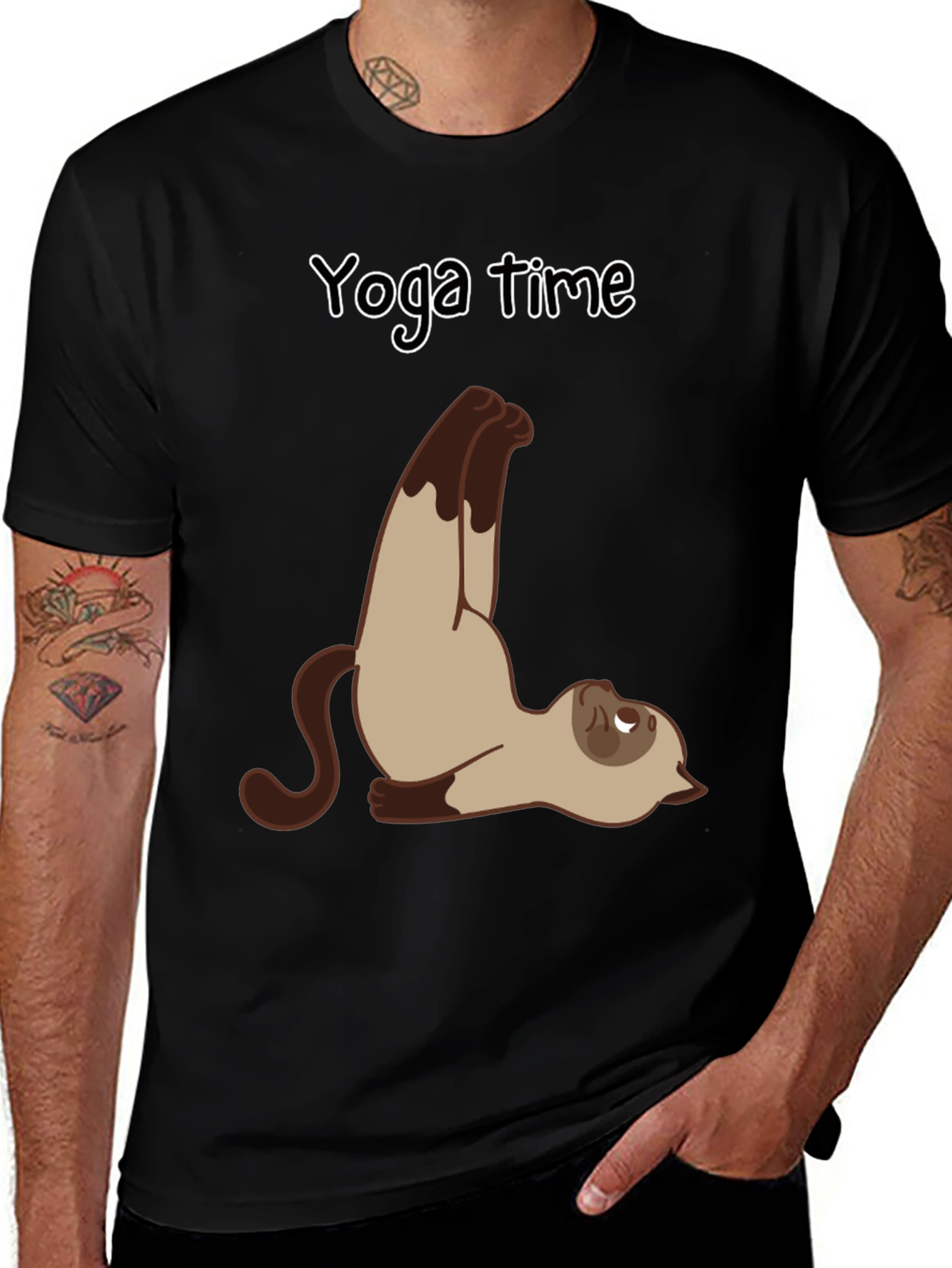 Yoga Cat T-Shirt - Funny Cartoon Graphic Tee