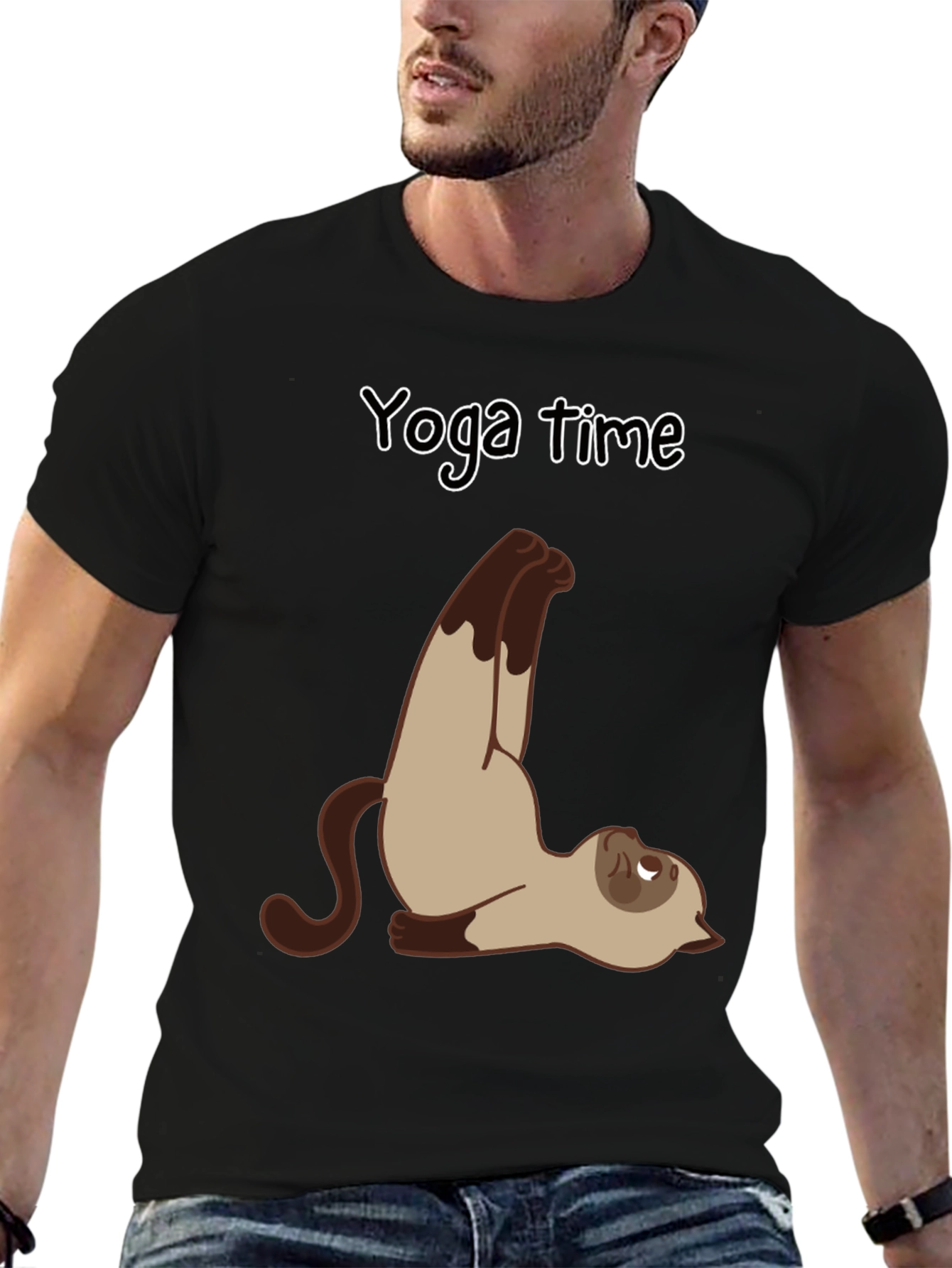 Yoga Cat T-Shirt - Funny Cartoon Graphic Tee