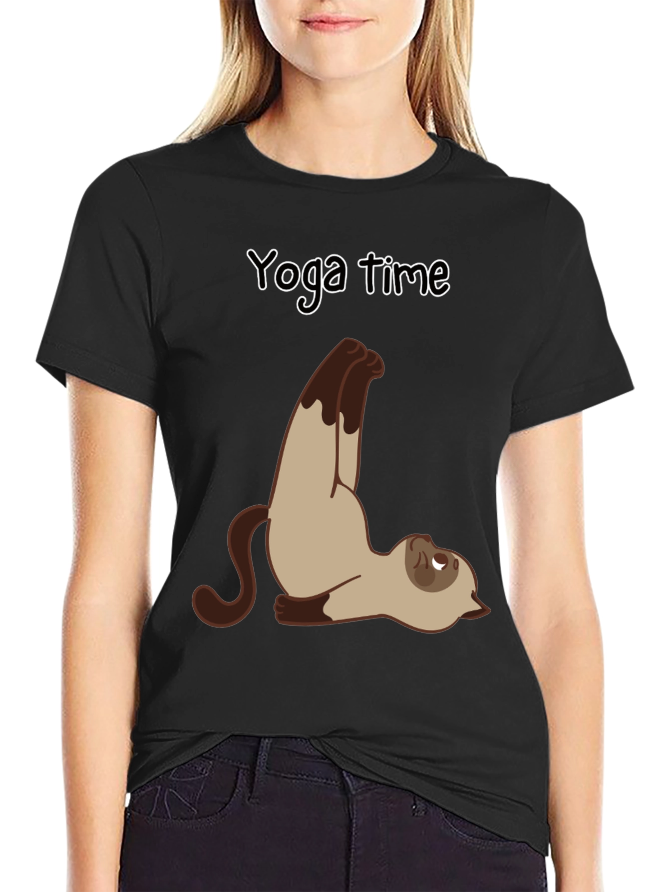 Yoga Cat T-Shirt - Funny Cartoon Graphic Tee