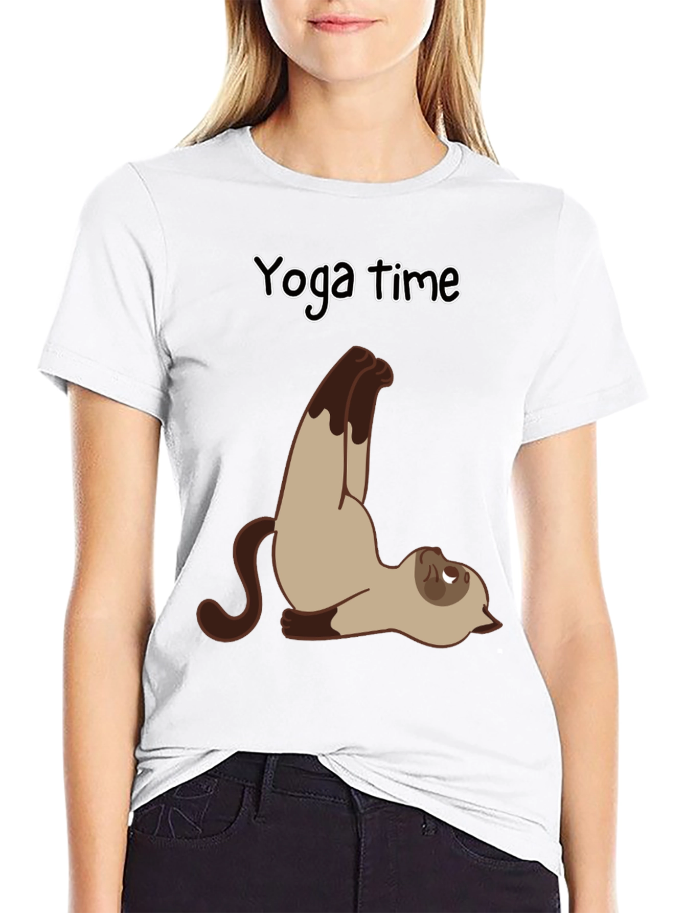 Yoga Cat T-Shirt - Funny Cartoon Graphic Tee