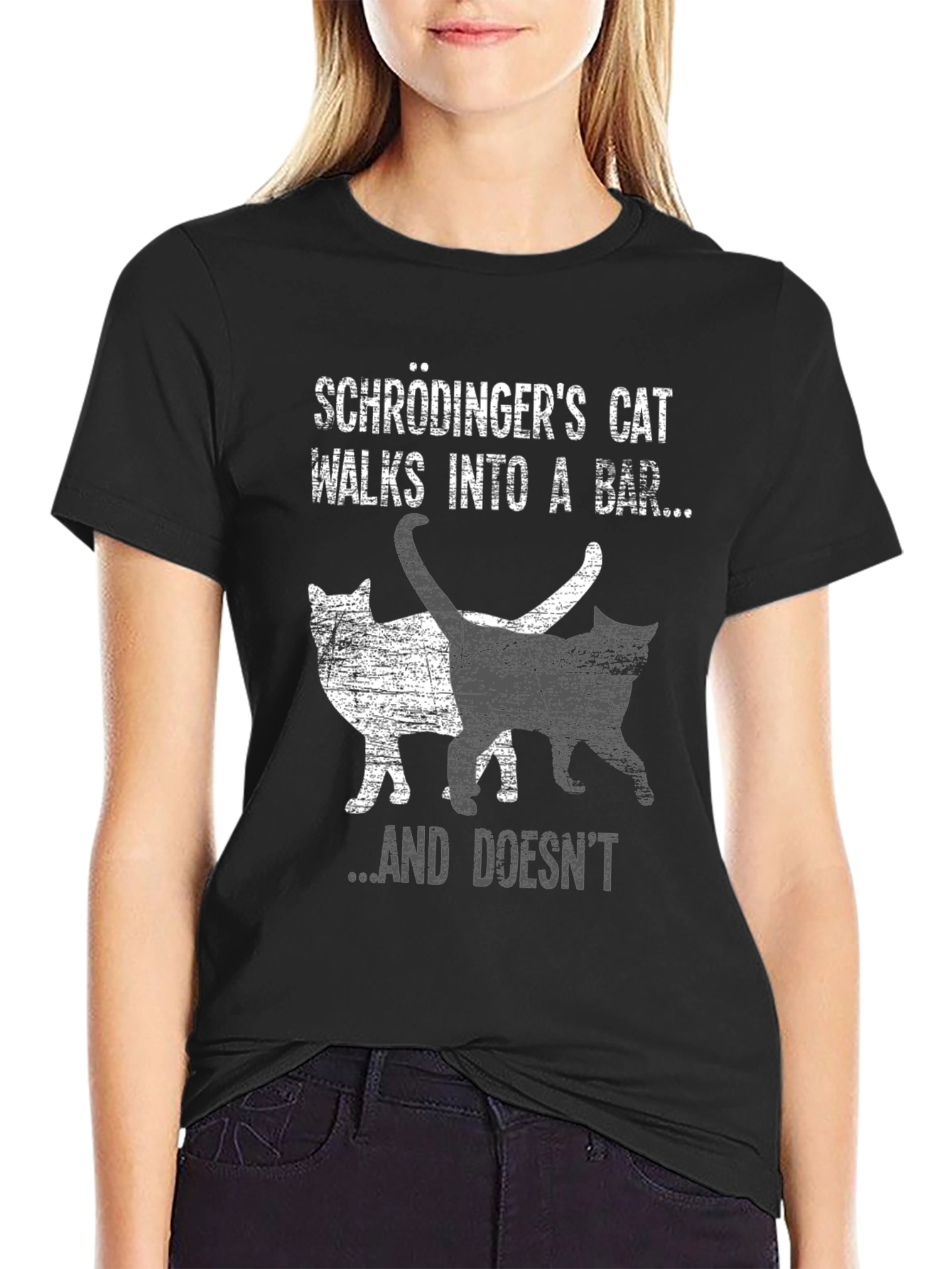Schrödingers Cat T-Shirt - Walks Into A Bar...