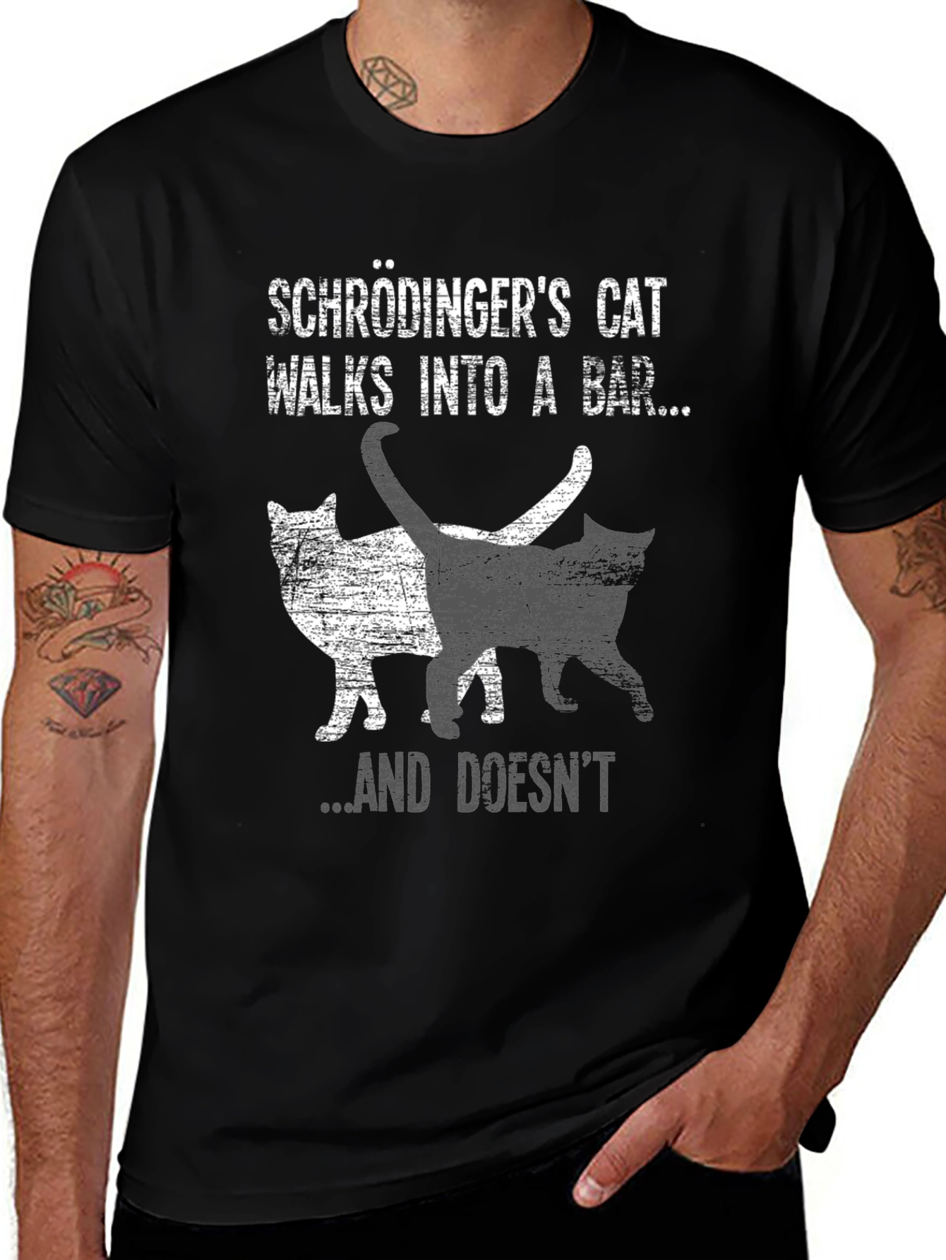 Schrödingers Cat T-Shirt - Walks Into A Bar...