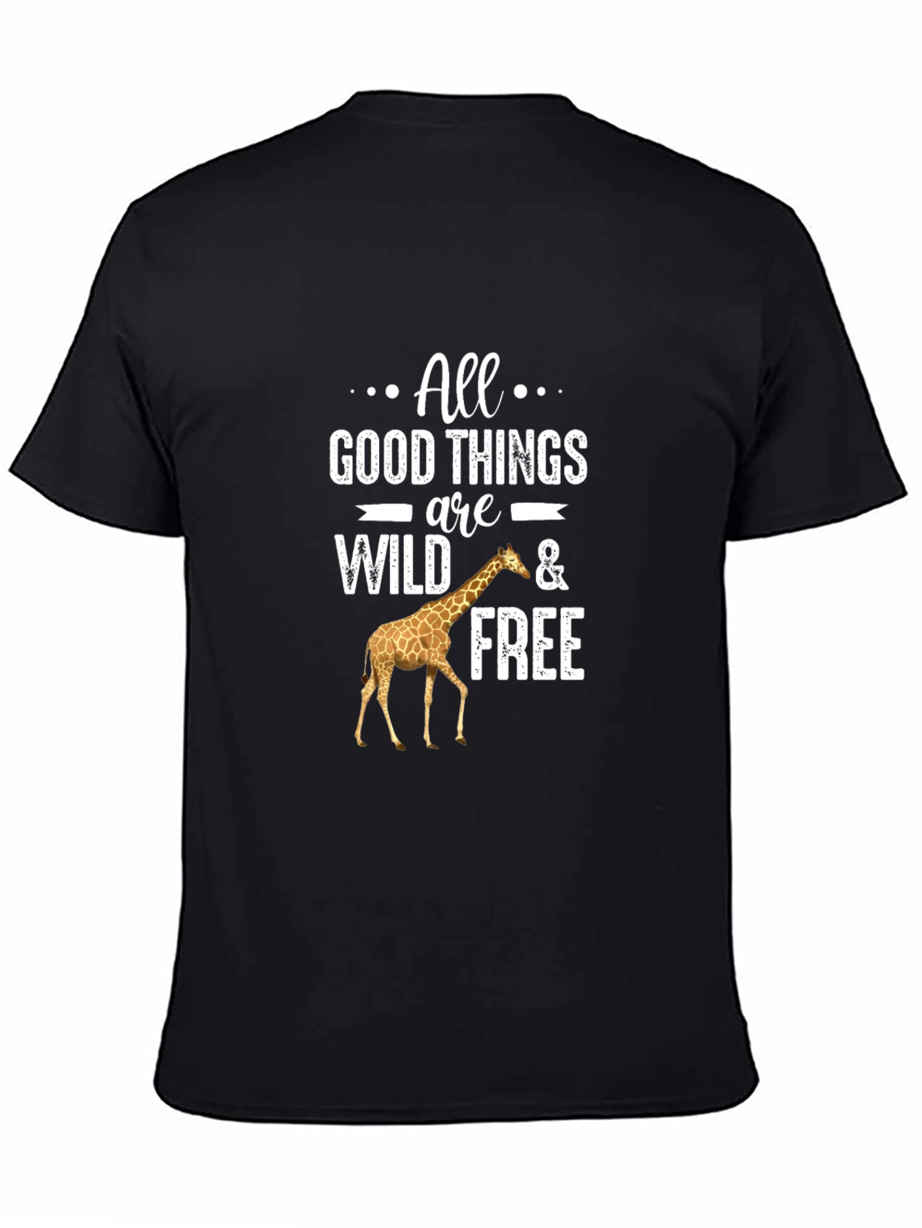Wild and Free Giraffe Graphic Tee - Black