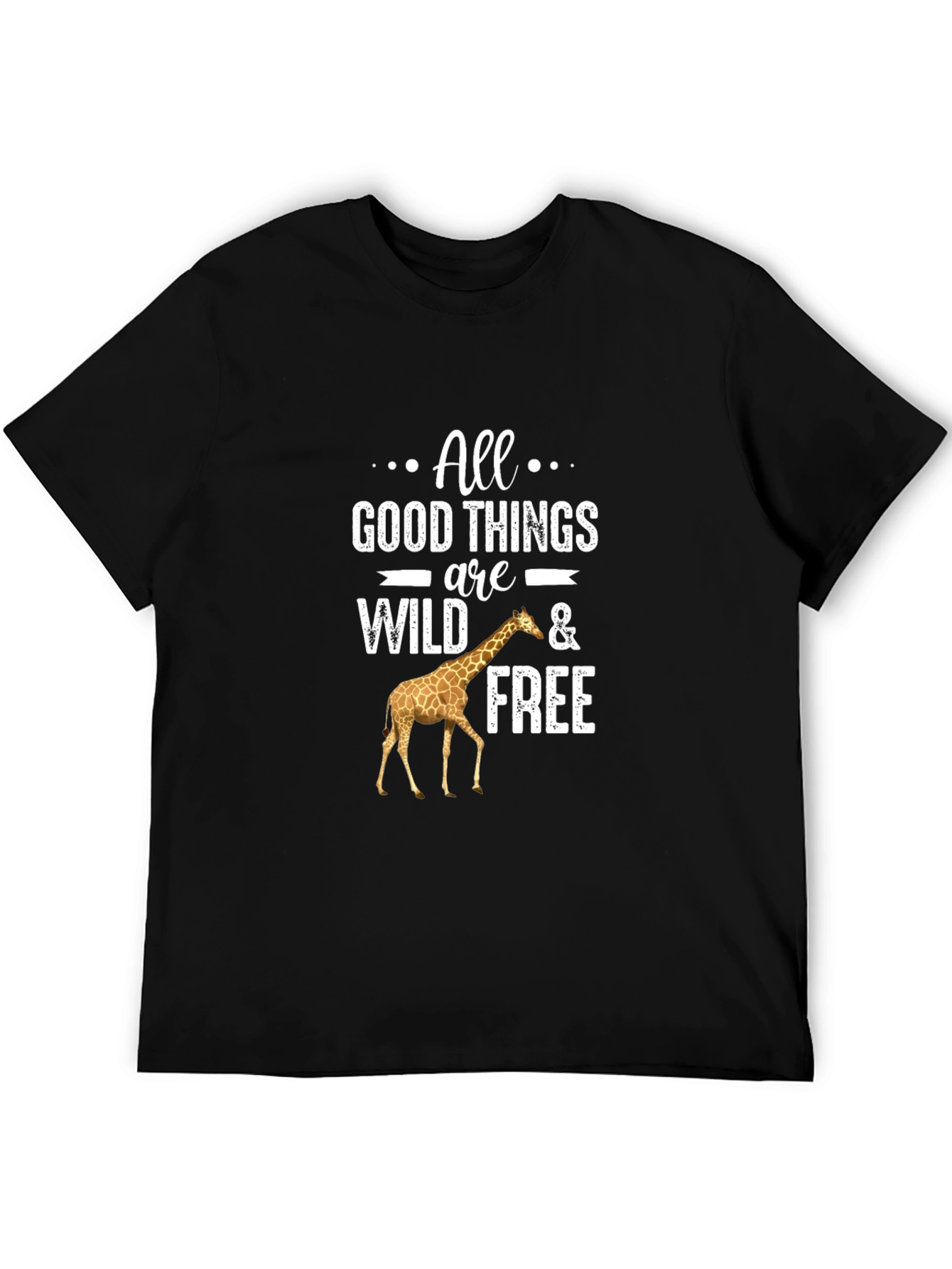 Wild and Free Giraffe Graphic Tee - Black