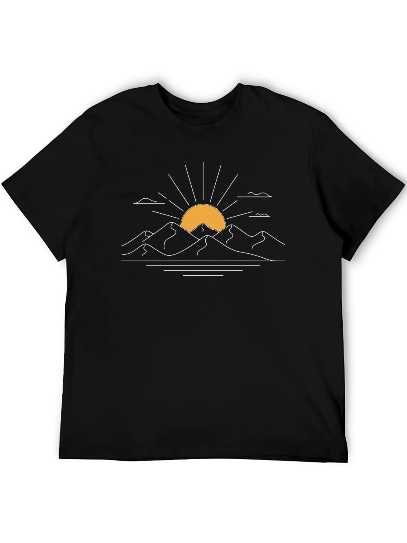 Minimalist Mountain Sunset Graphic Tee - Black